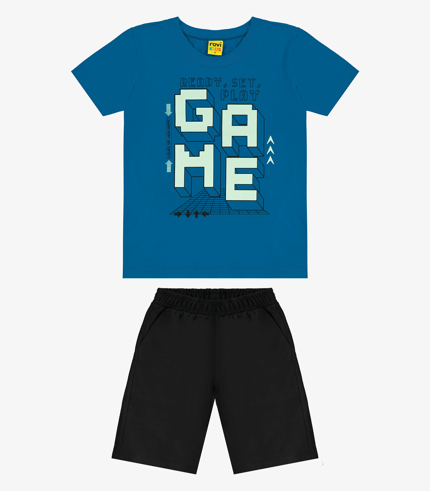 Conjunto Infantil Camiseta Com Bermuda Rovi kids Azul - Imagem 6