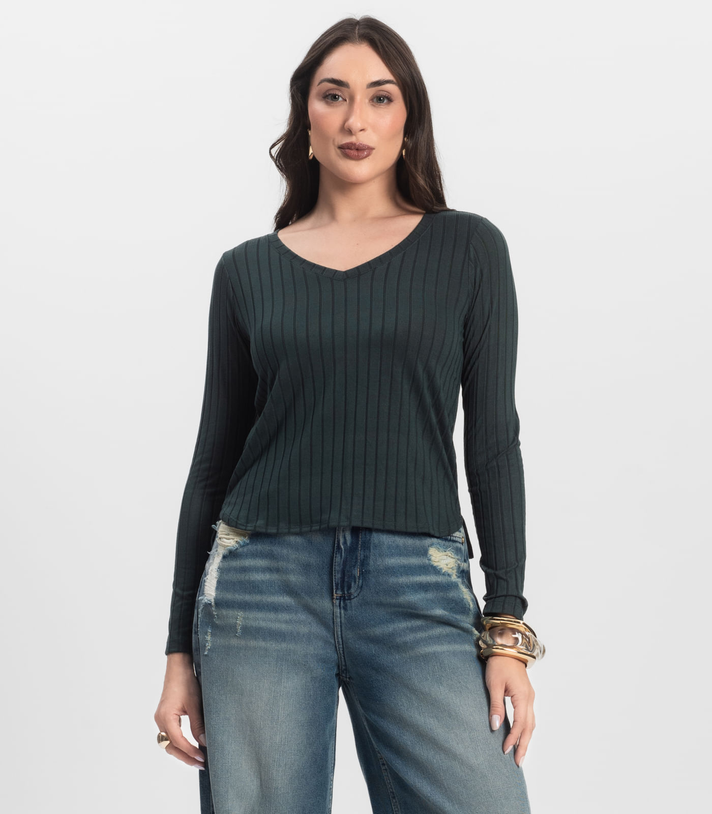 Blusa Manga Longa Infinita Cor Verde