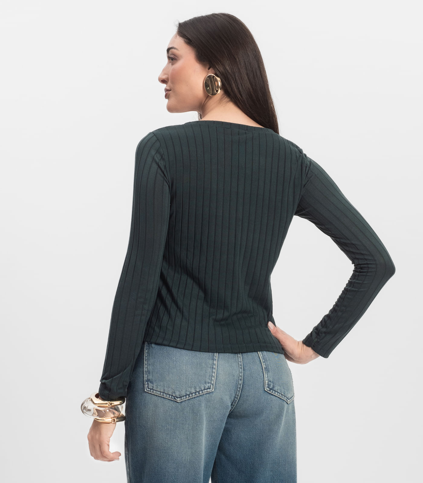 Blusa Manga Longa Infinita Cor Verde - Imagem 3