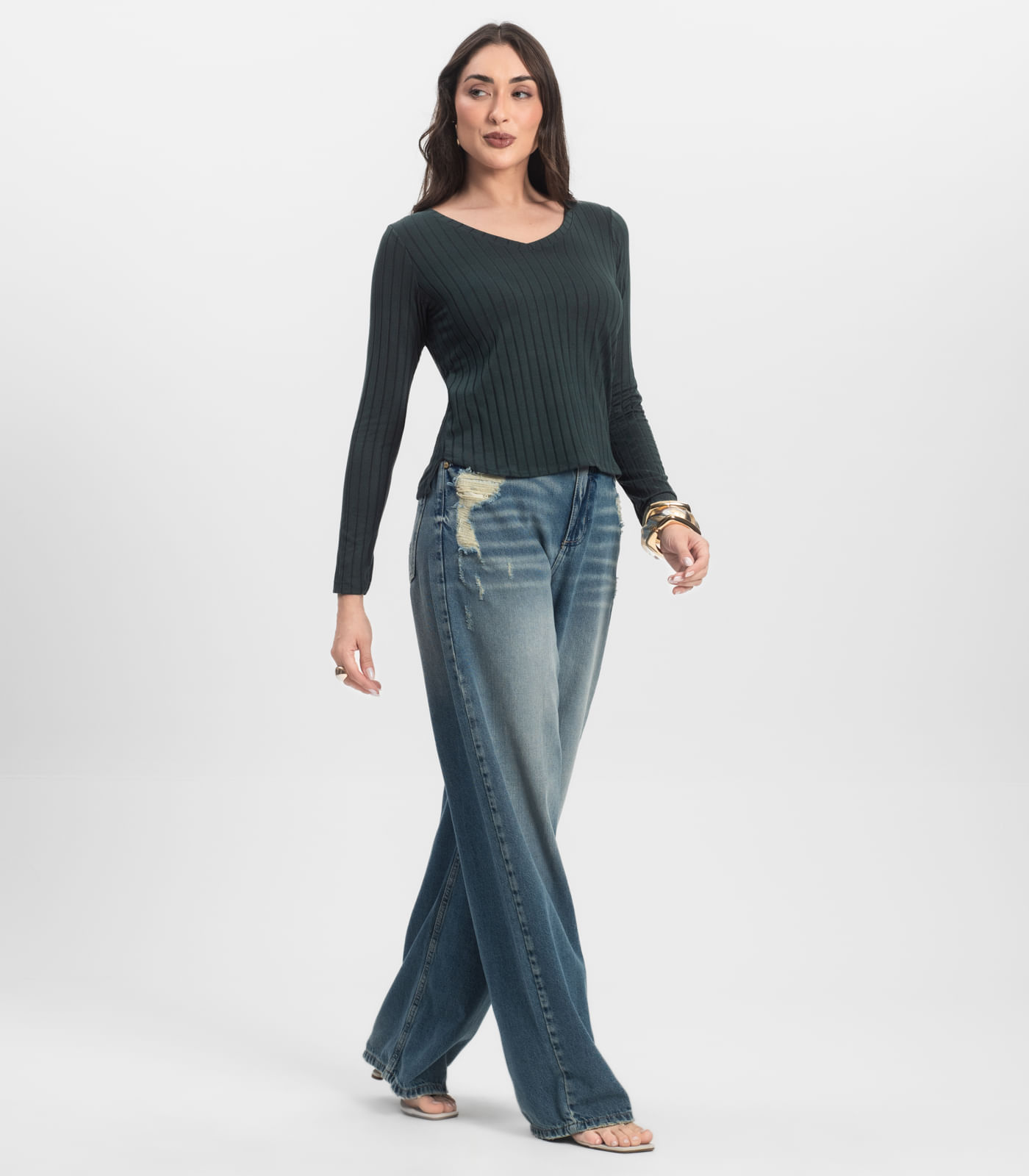 Blusa Manga Longa Infinita Cor Verde - Imagem 4