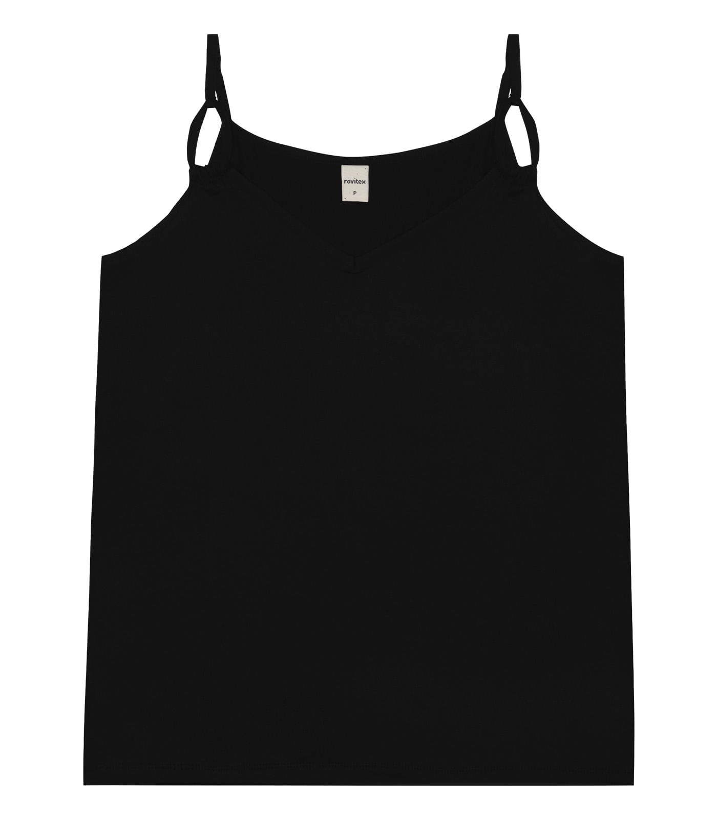 Blusa De Alça Semi Acabada Malha Delicate Rovitex Preto - Imagem 5