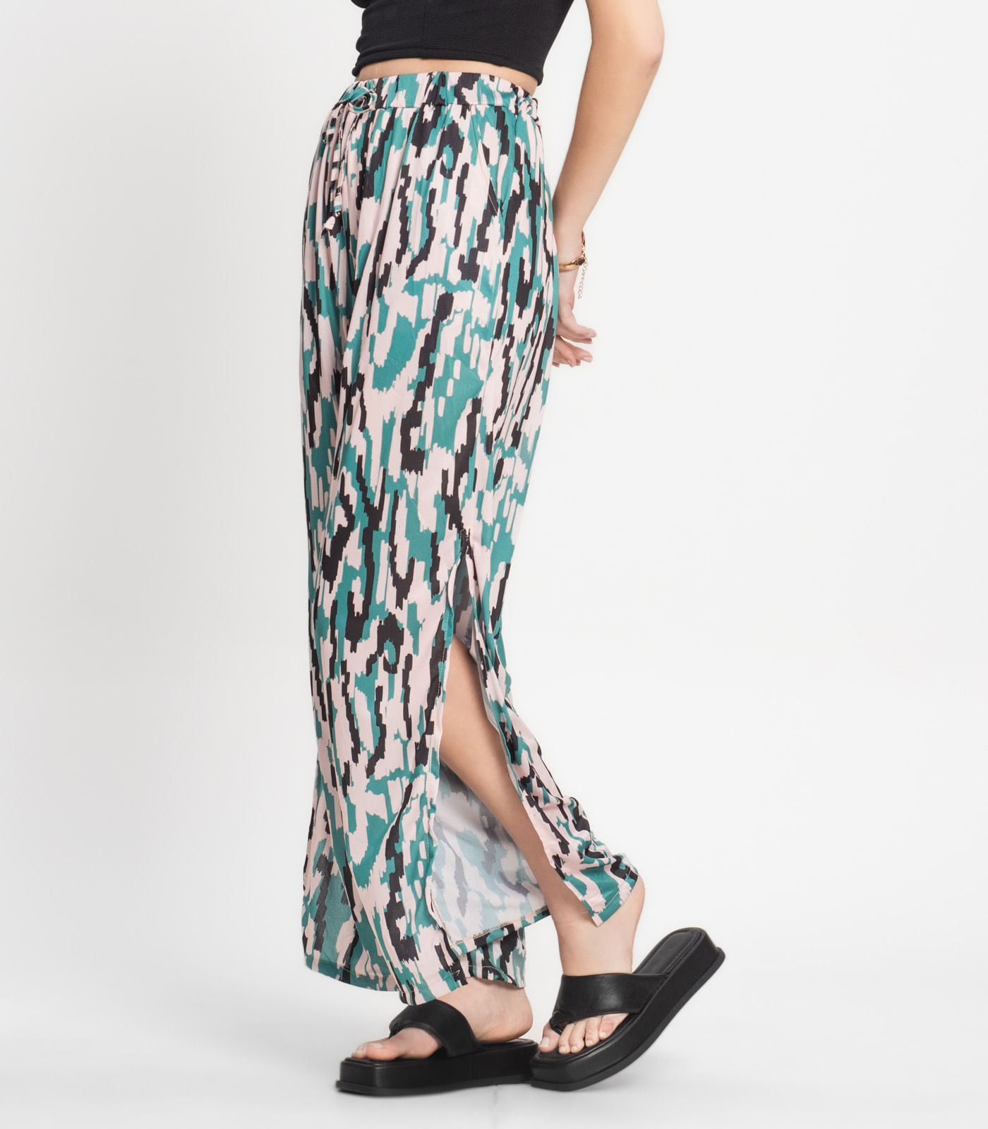 Conjunto Feminino Cropped e Calça Estampada Select Preto - Imagem 3