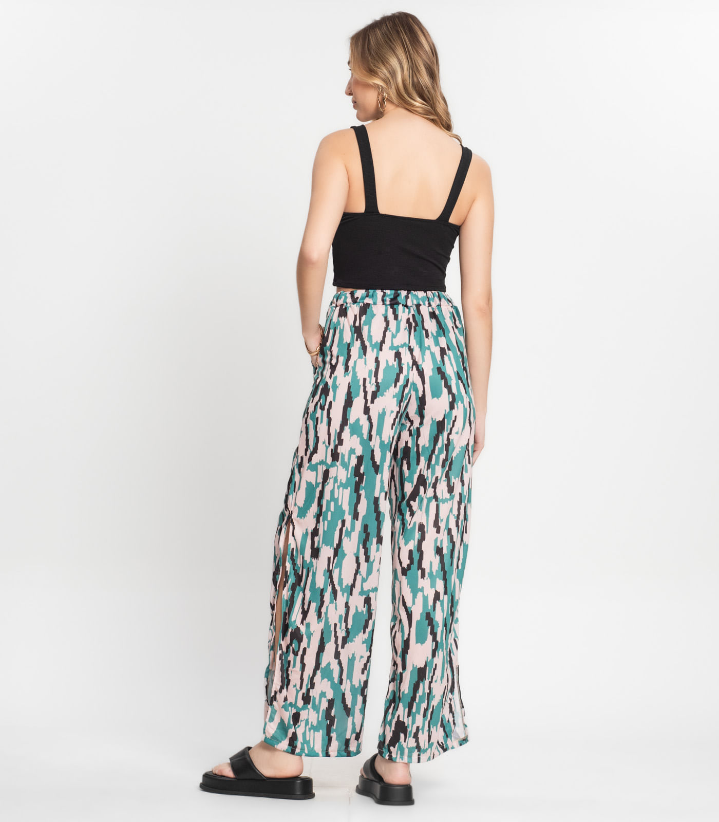 Conjunto Feminino Cropped e Calça Estampada Select Preto - Imagem 4