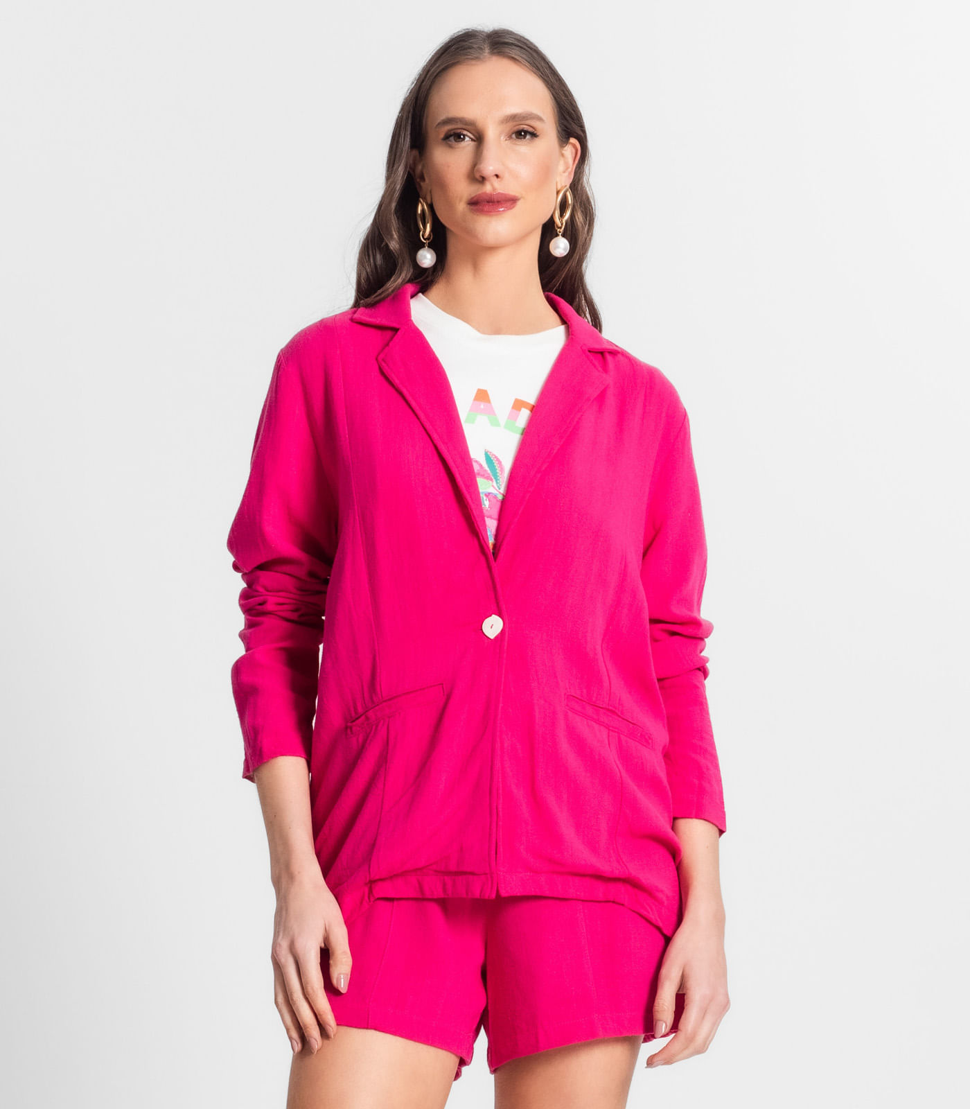Blazer de Linho Strong Feminino Endless Rosa