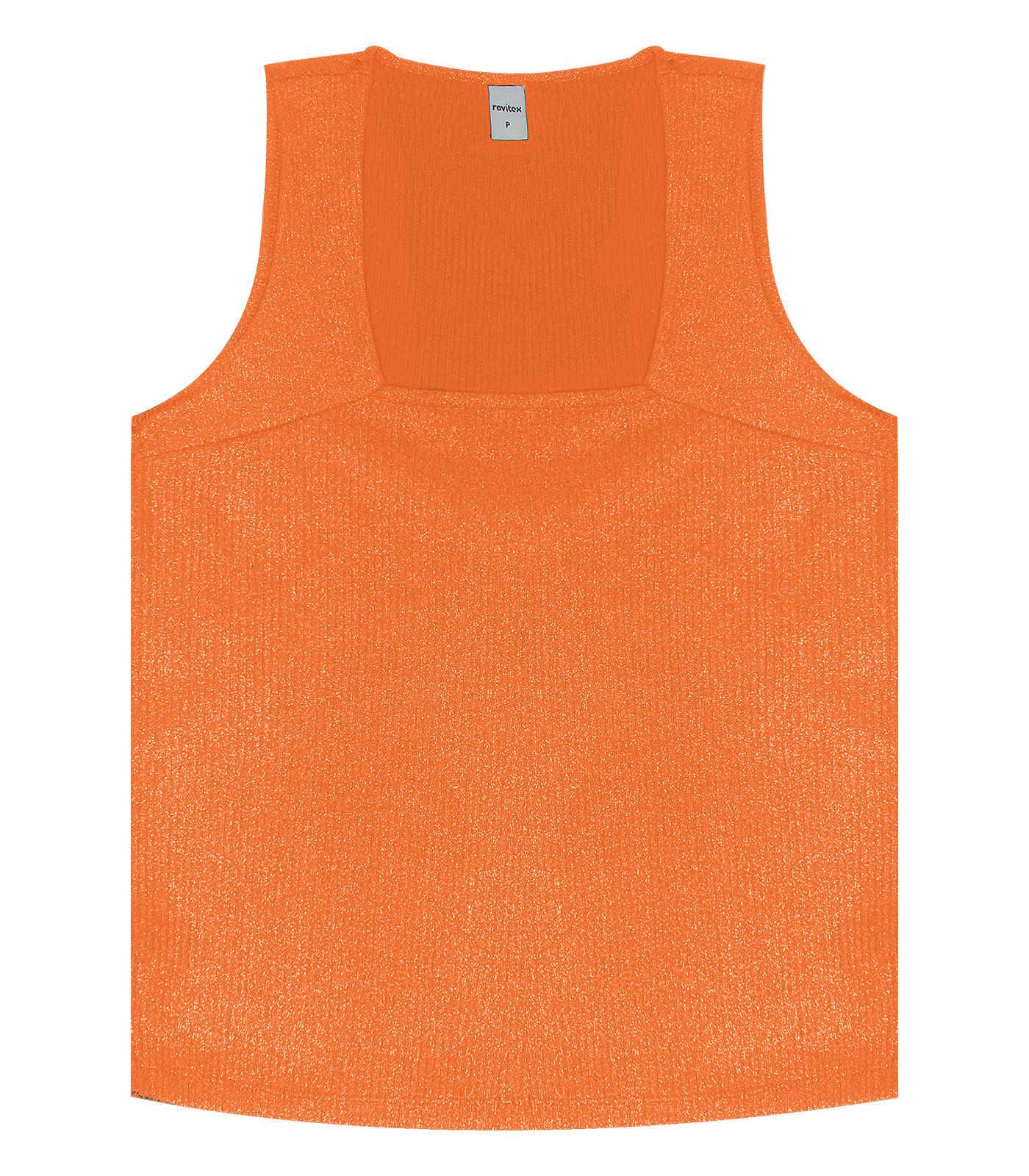 Regata Feminina Em Ribana Canelada Lurex Rovitex Laranja - Imagem 5