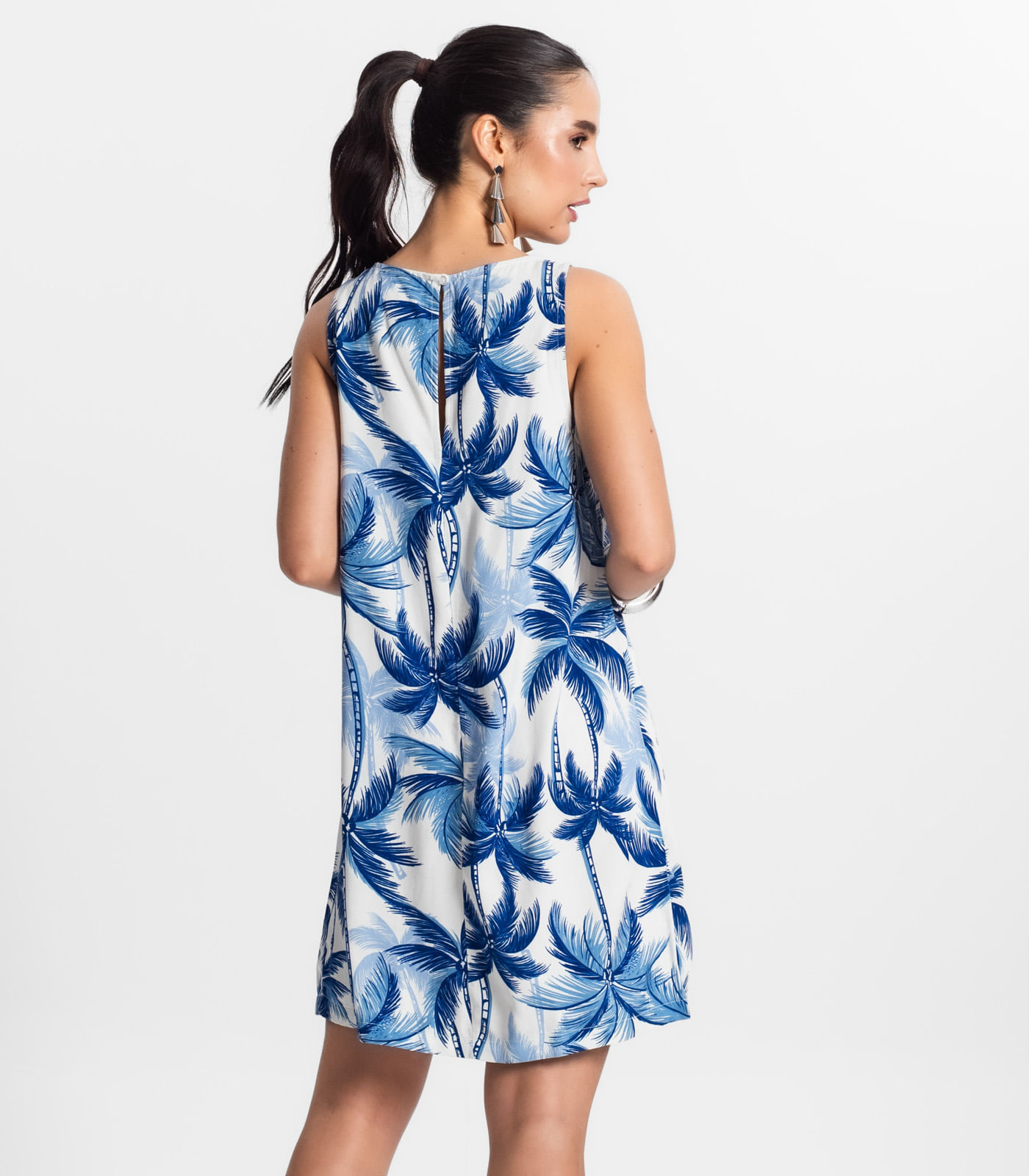 Vestido Feminino Curto De Viscose Select Azul - Imagem 3