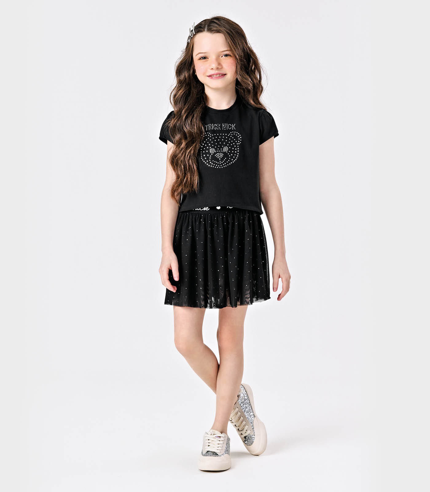 Conjunto Blusa Com Saia Em Tule Trick Nick Preto - Imagem 5