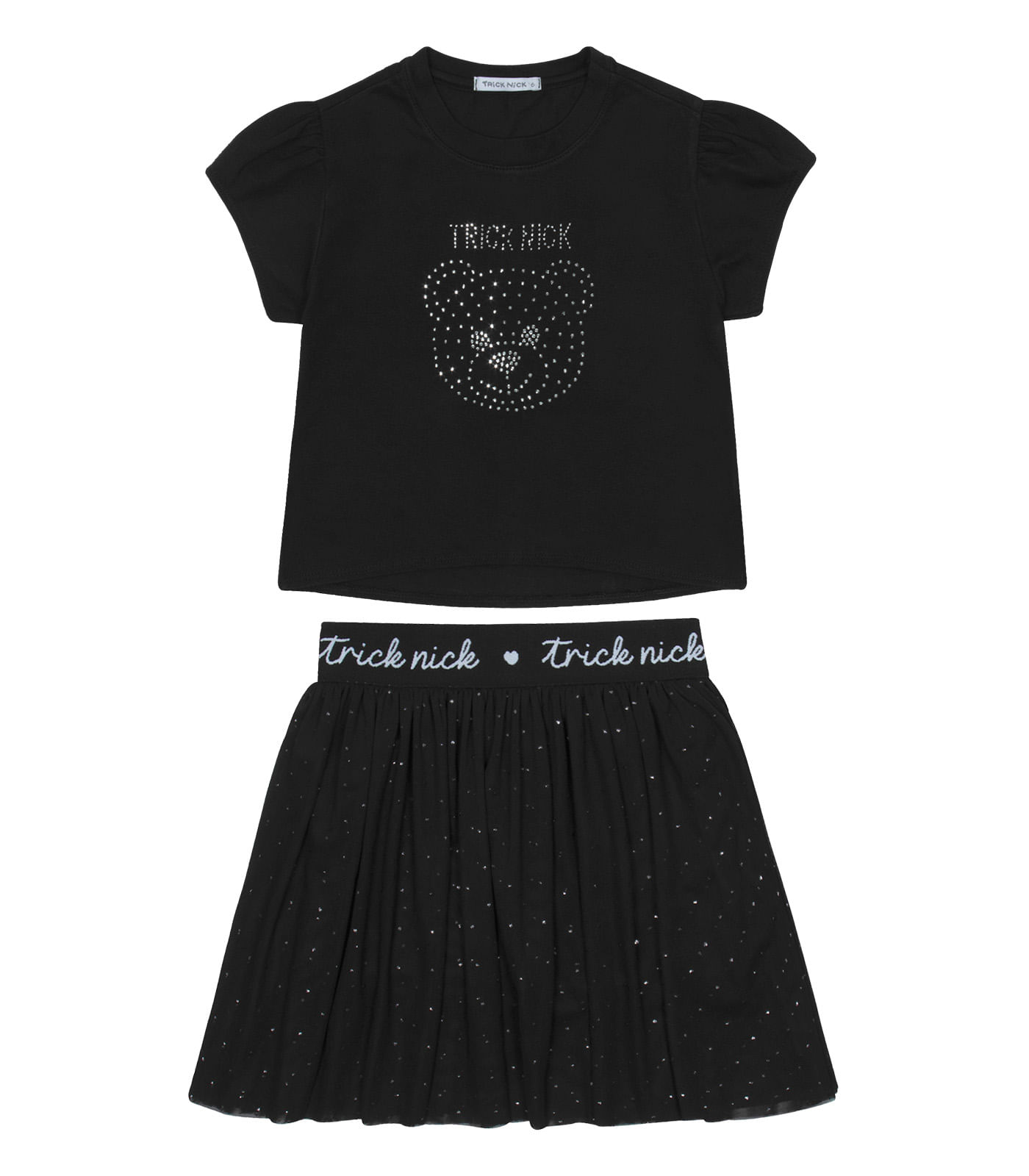 Conjunto Blusa Com Saia Em Tule Trick Nick Preto - Imagem 6