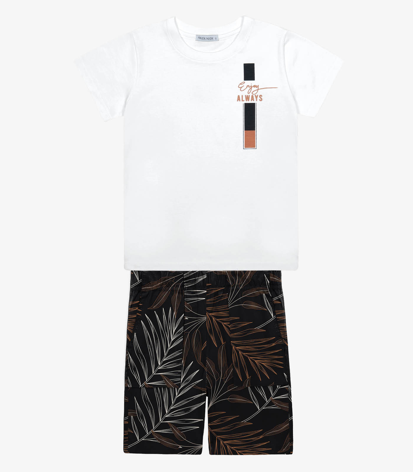Conjunto Infantil Camiseta Com Bermuda Trick Nick Branco