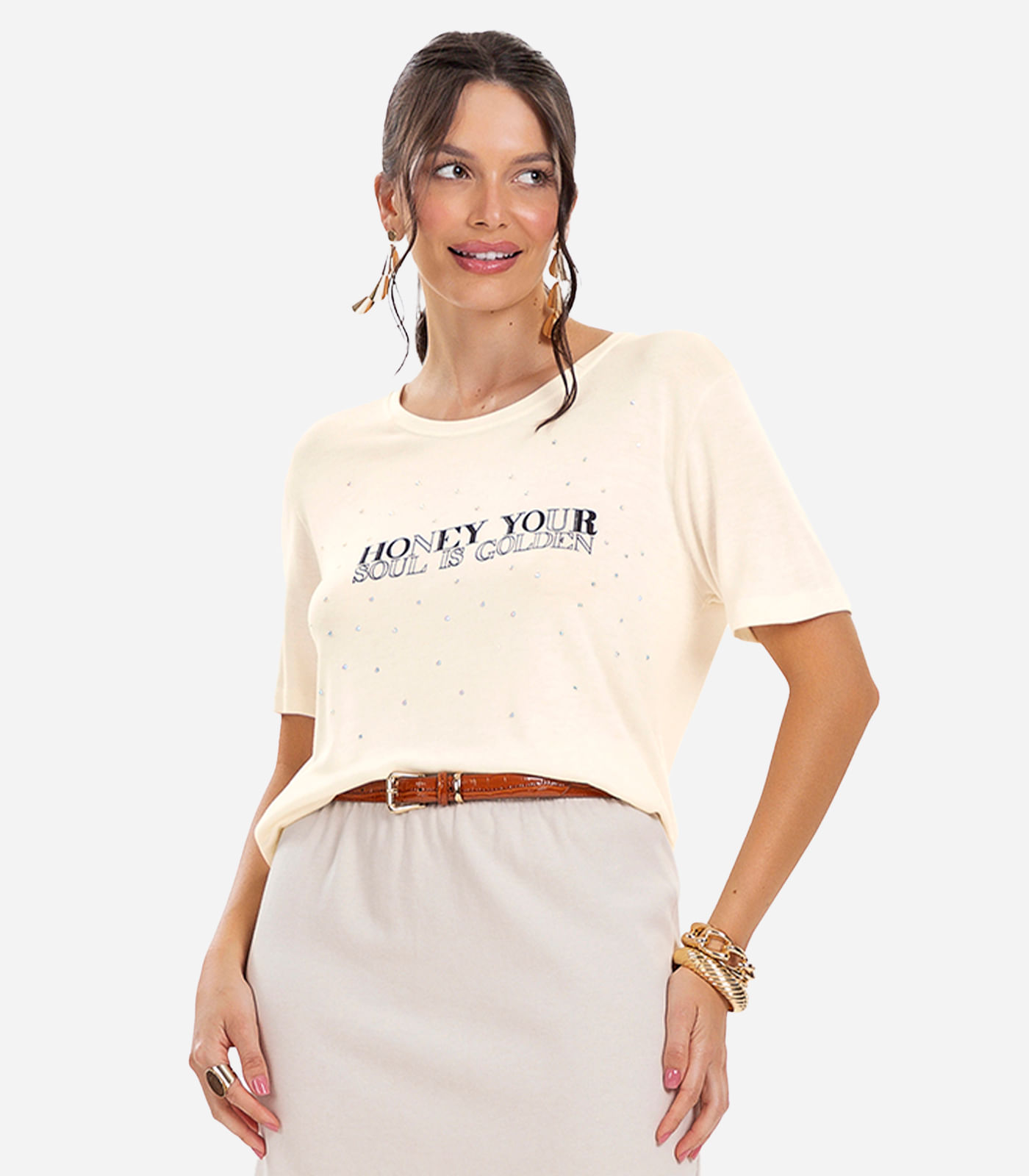 Blusa Visco Tricot Feminina Rovitex Bege