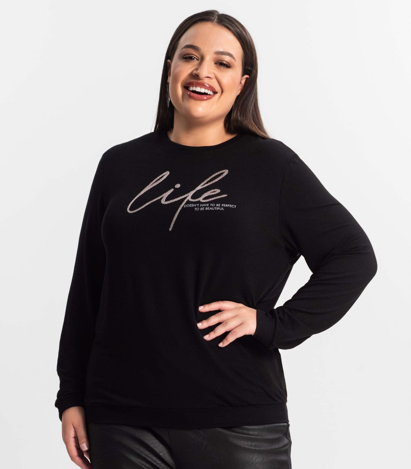 Blusão Feminino Plus Size Secret Glam Preto - Imagem 2