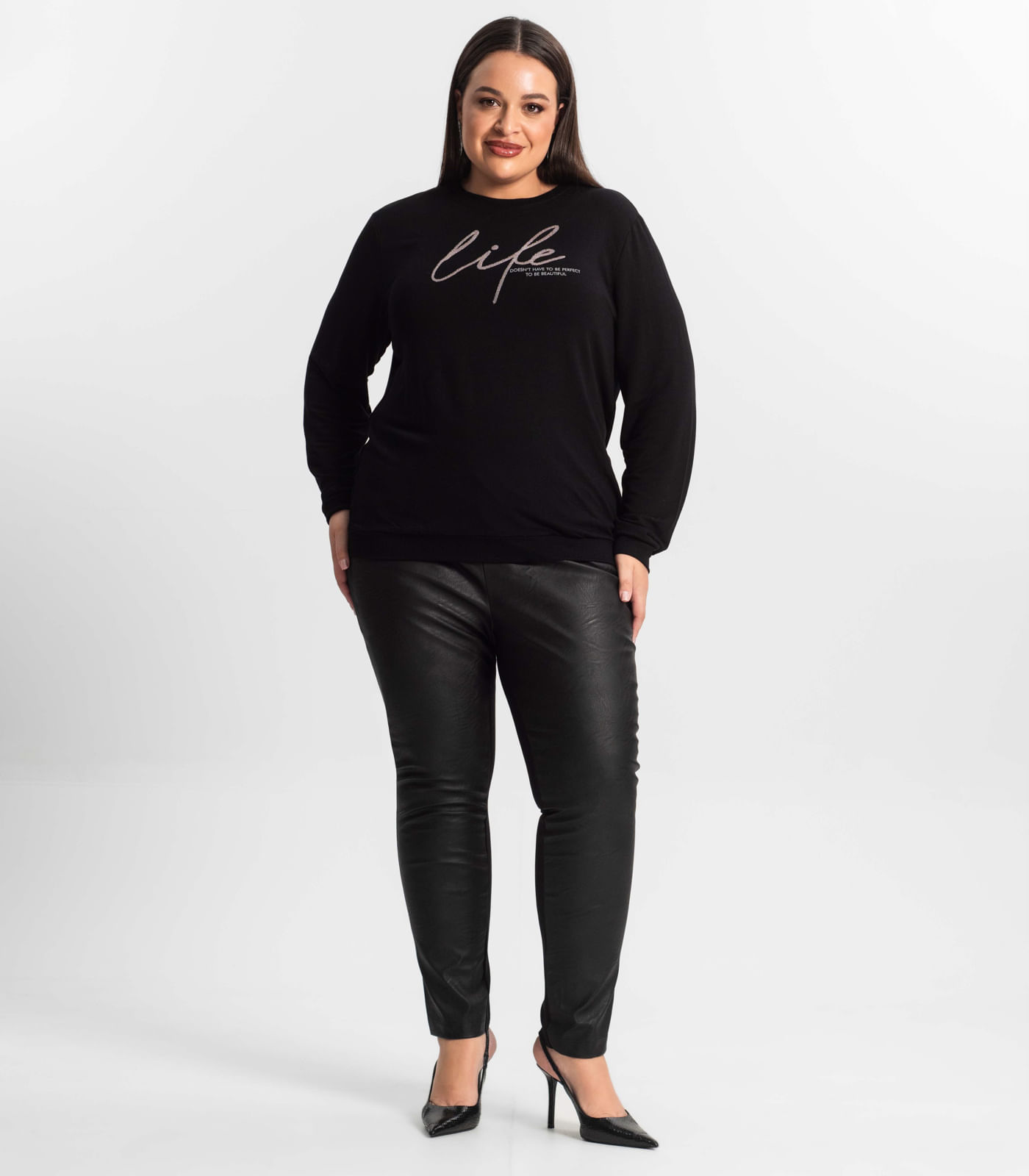Blusão Feminino Plus Size Secret Glam Preto - Imagem 4