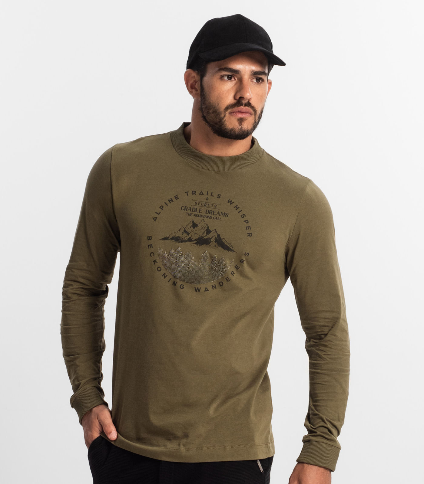 Camiseta Masculina Manga Longa Diametro Verde