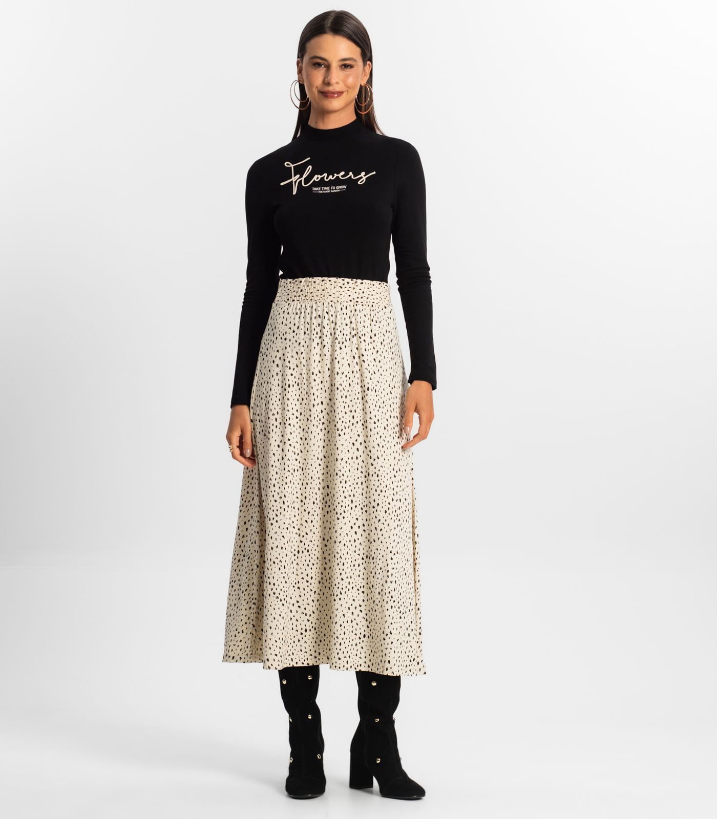 Saia Midi Feminina Rovitex Bege - Imagem 4