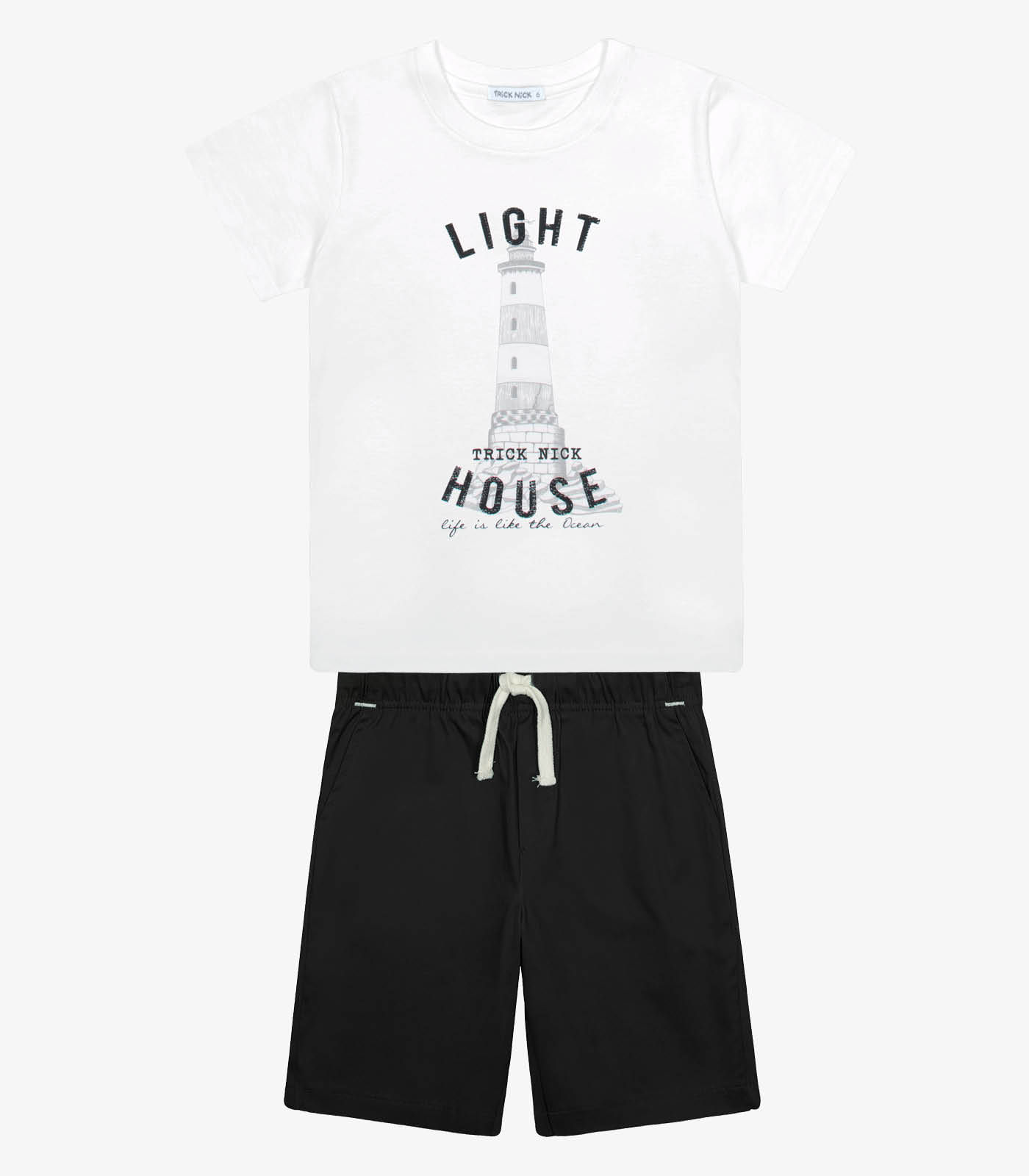 Conjunto Menina Camiseta Com Bermuda Trick Nick Branco - Imagem 6