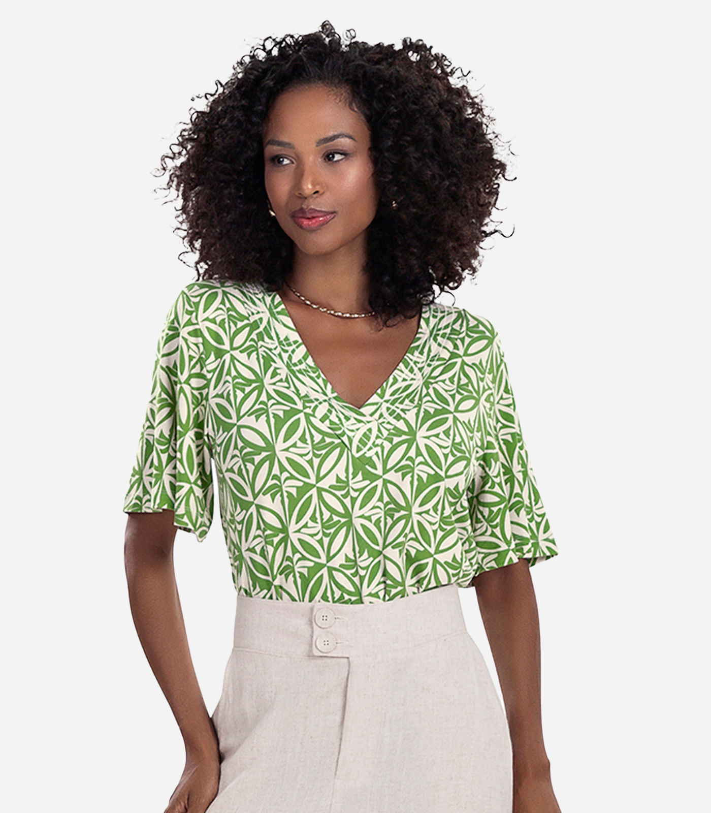 Blusa Feminina Estampada Godê Rovitex Verde