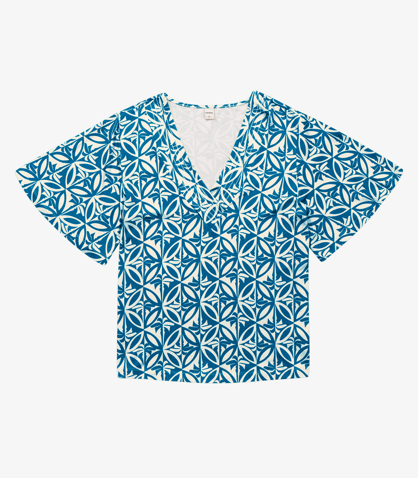 Blusa Feminina Estampada Godê Rovitex Azul - Imagem 5