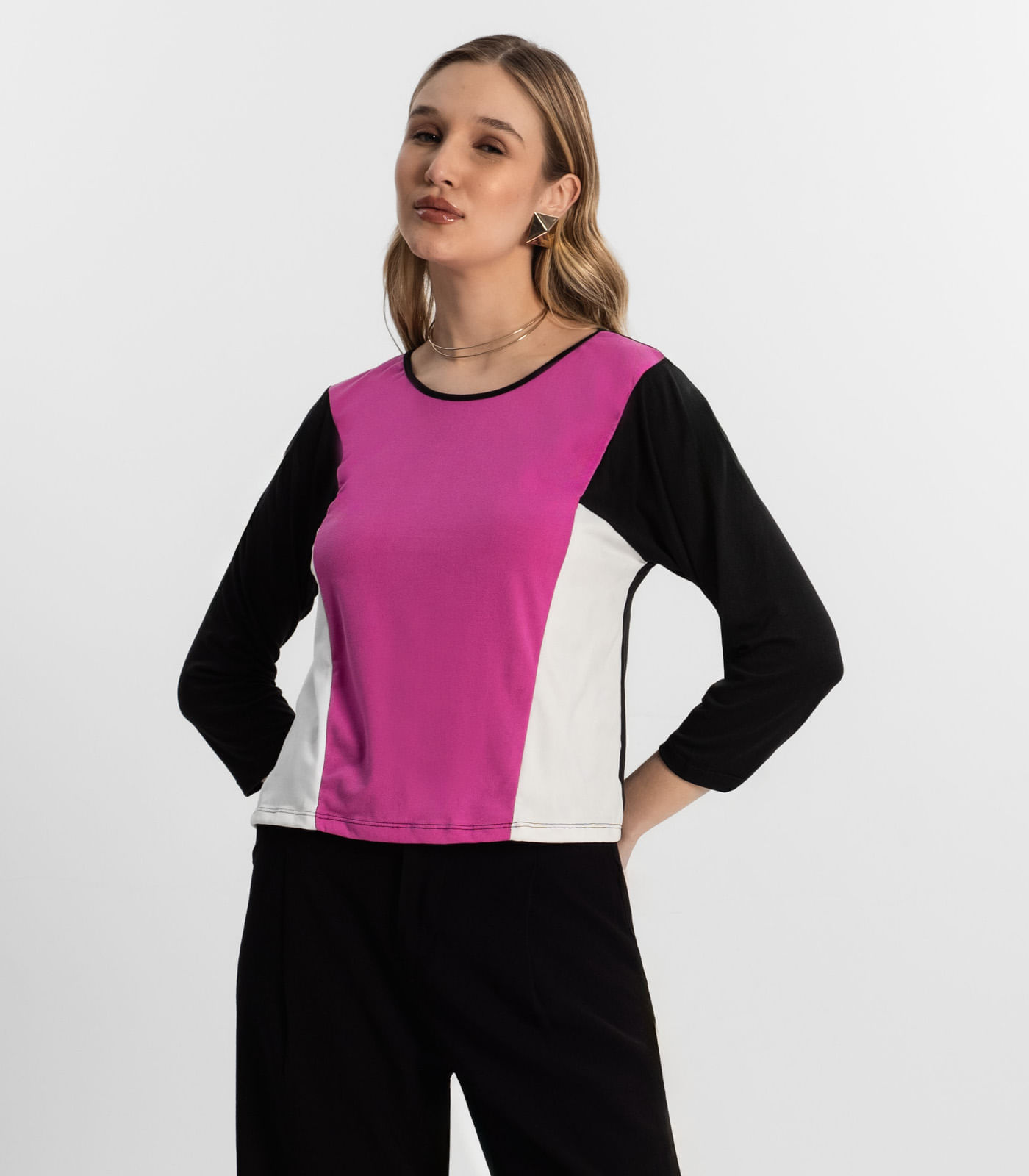 Blusa Manga 7/8 Rovitex Preto