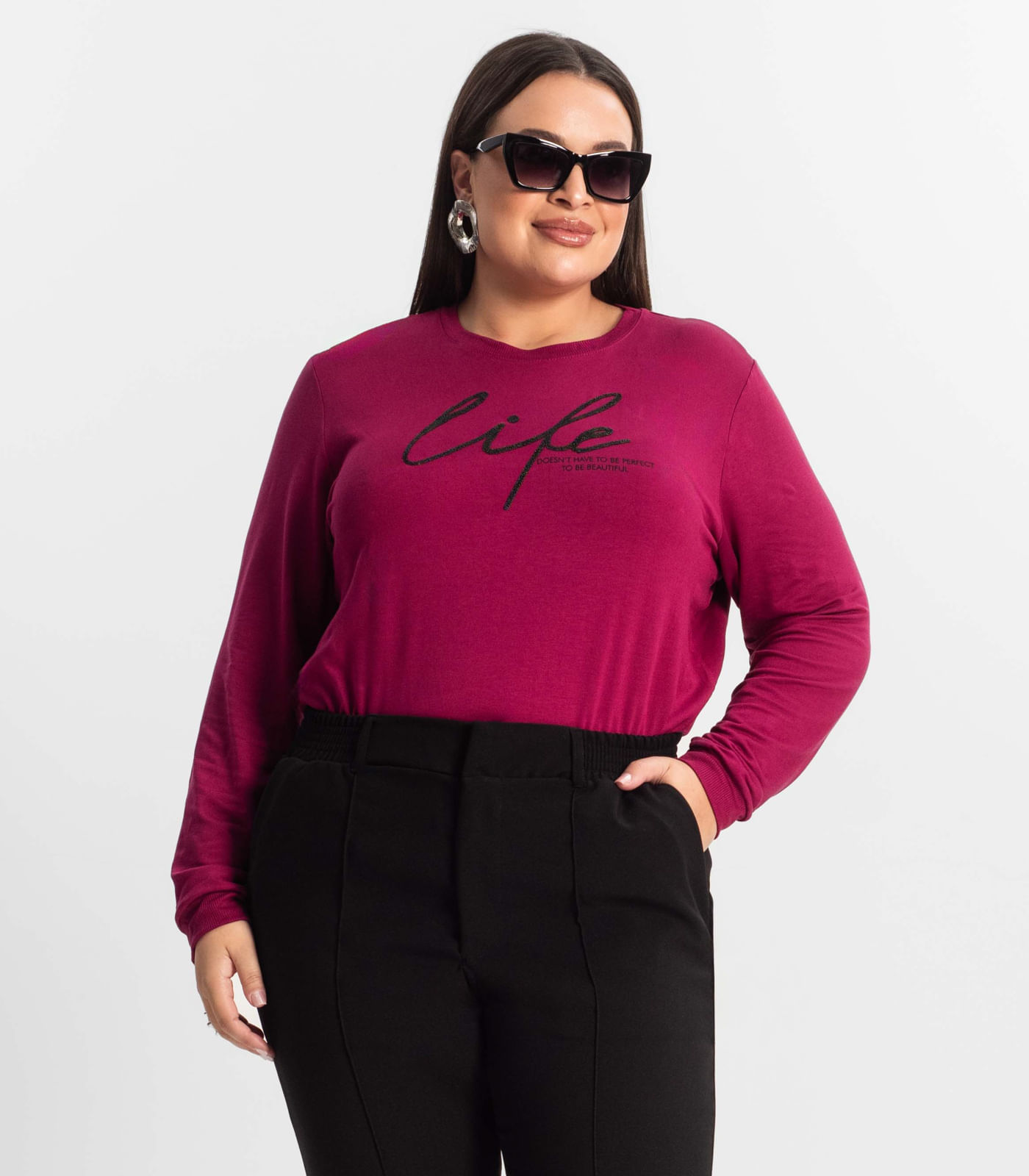 Moletom Feminino Plus Size Secret Glam Vermelho