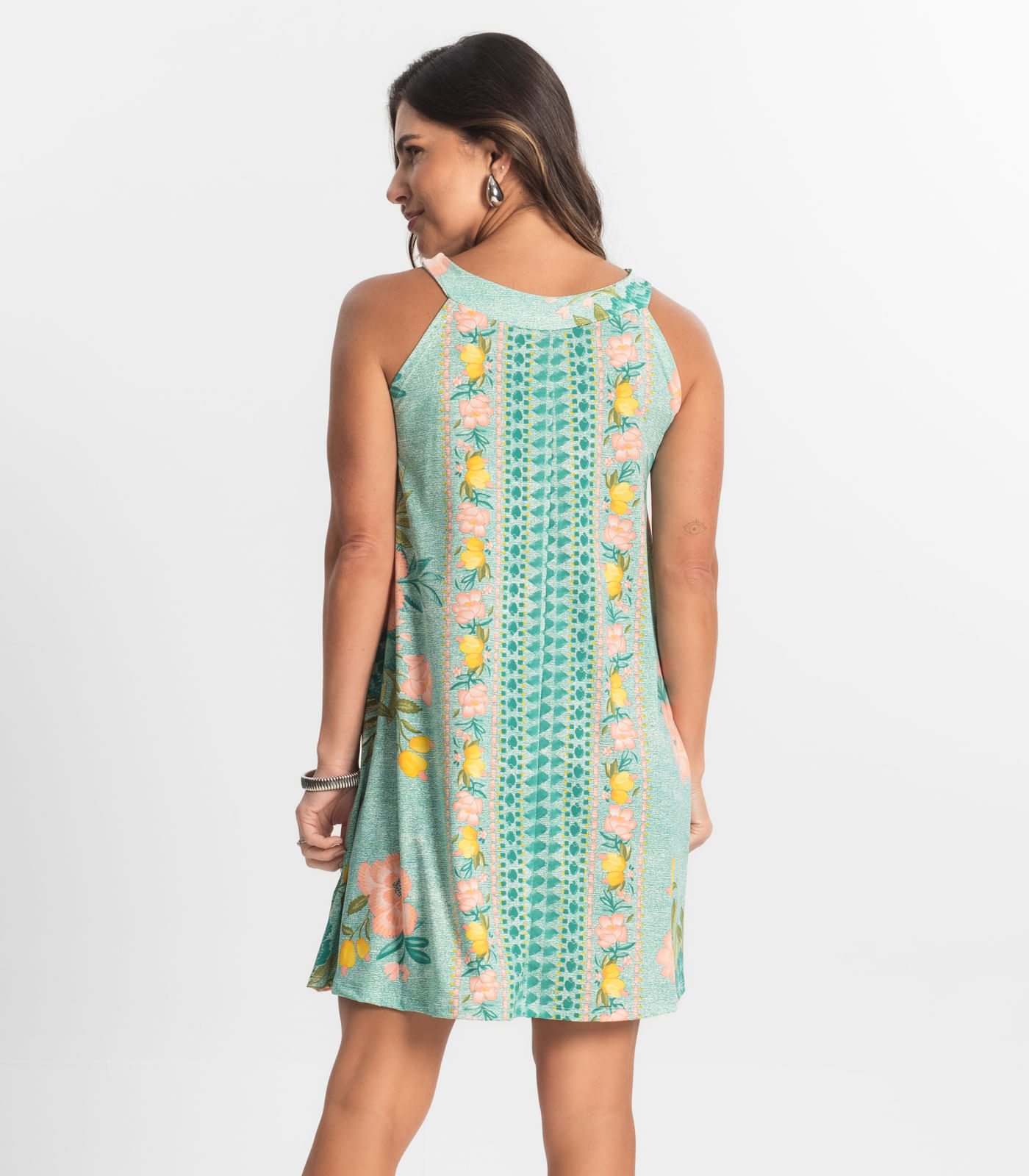 Vestido Curto Feminino Em Liganete Select Verde - Imagem 3