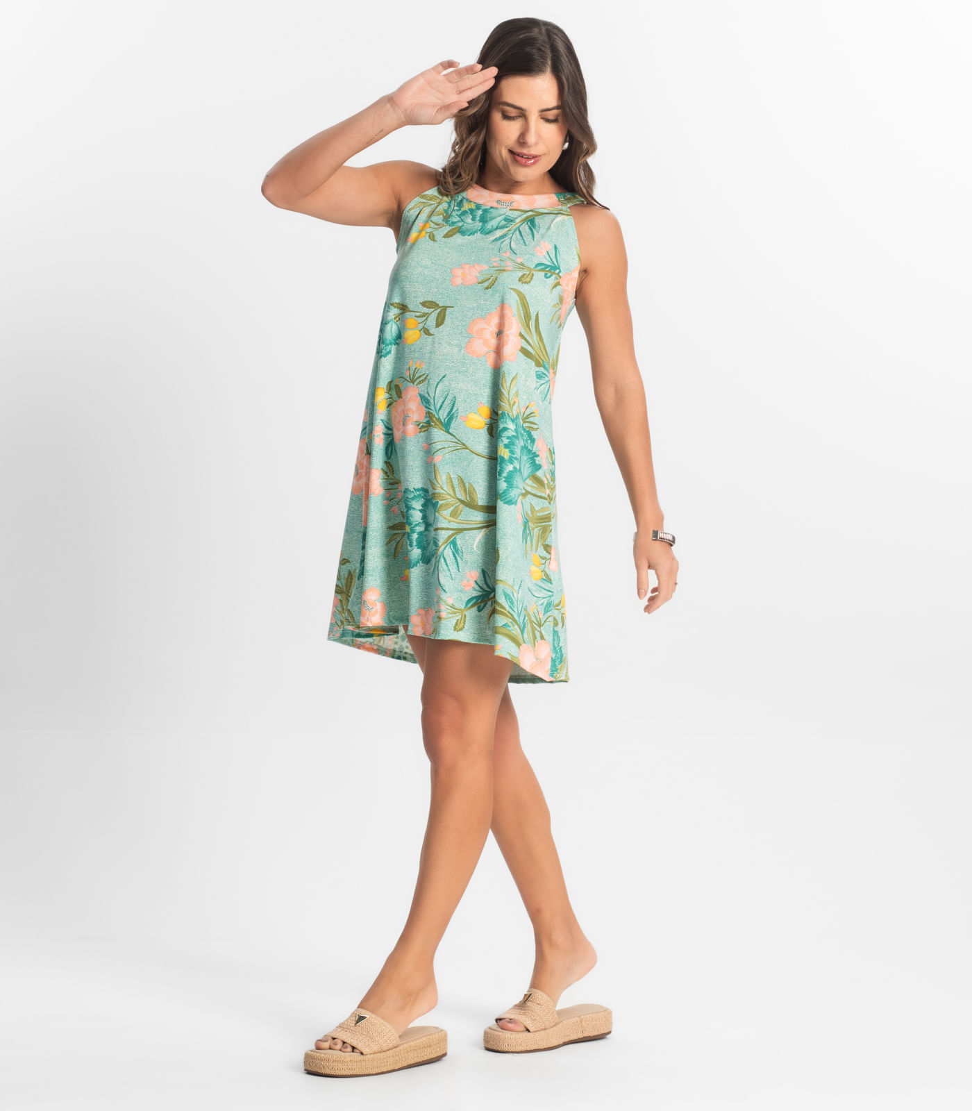 Vestido Curto Feminino Em Liganete Select Verde - Imagem 4