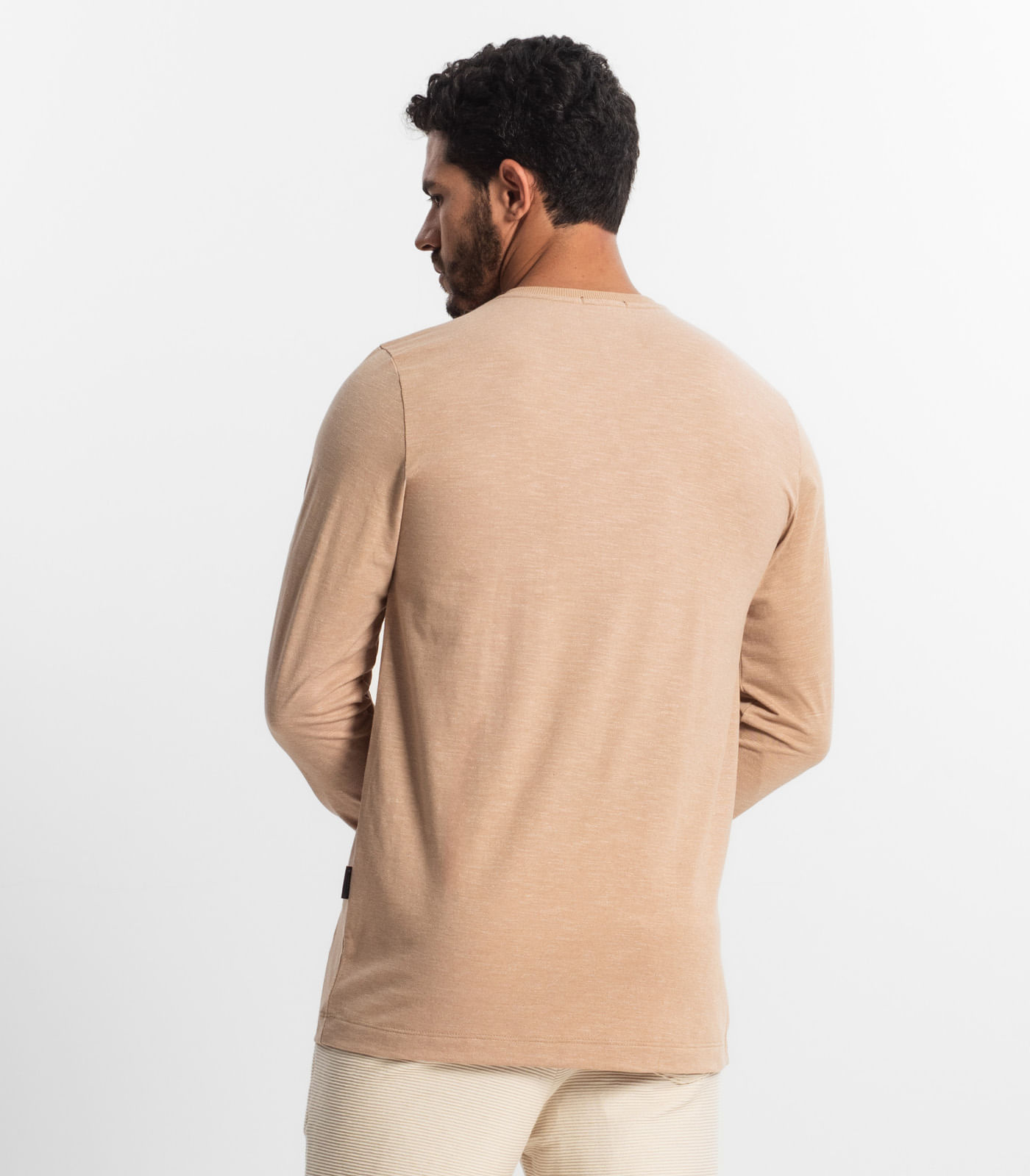 Camiseta Masculina Manga Longa Diametro Marrom - Imagem 3