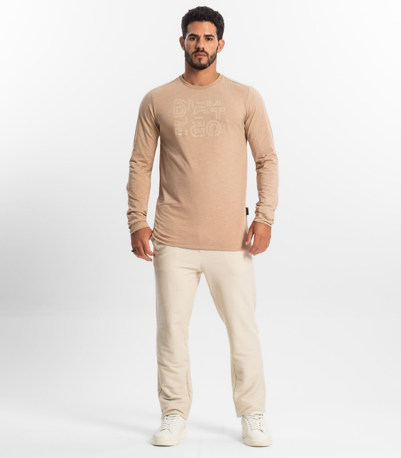 Camiseta Masculina Manga Longa Diametro Marrom - Imagem 4