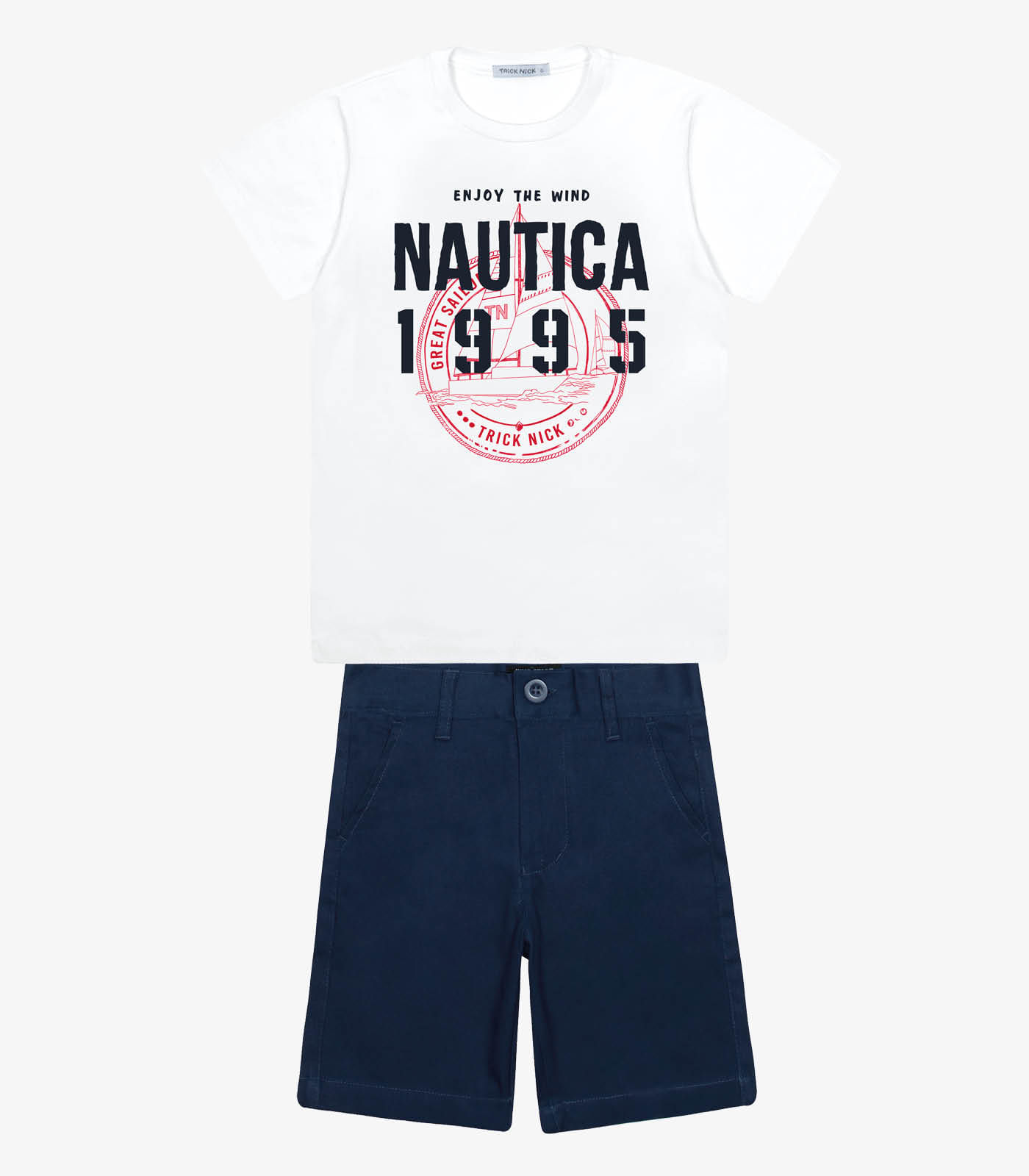 Conjunto Menino Camiseta Com Bermuda Trick Nick Branco - Imagem 6