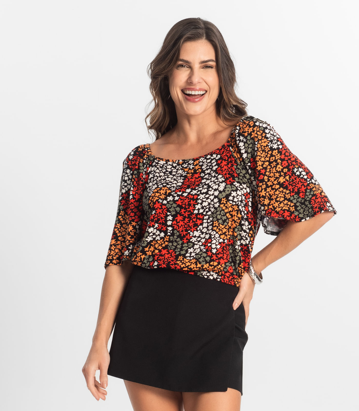 Blusa Feminina Manga Curta Select Laranja