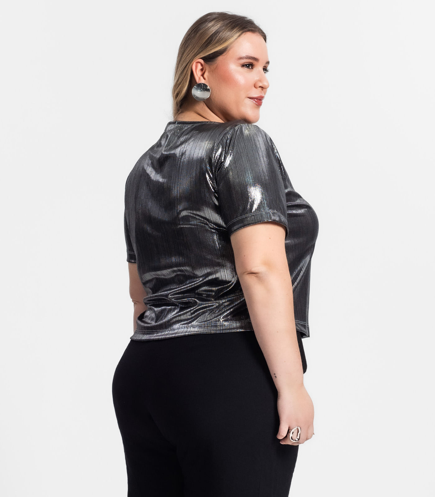 Blusa Feminina Plus Size Secret Glam Cinza - Imagem 3