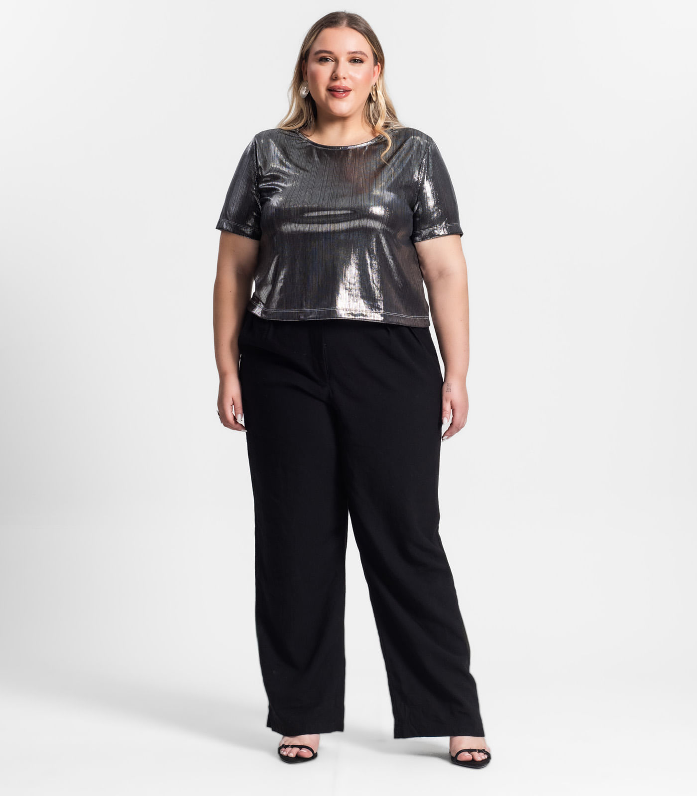 Blusa Feminina Plus Size Secret Glam Cinza - Imagem 4