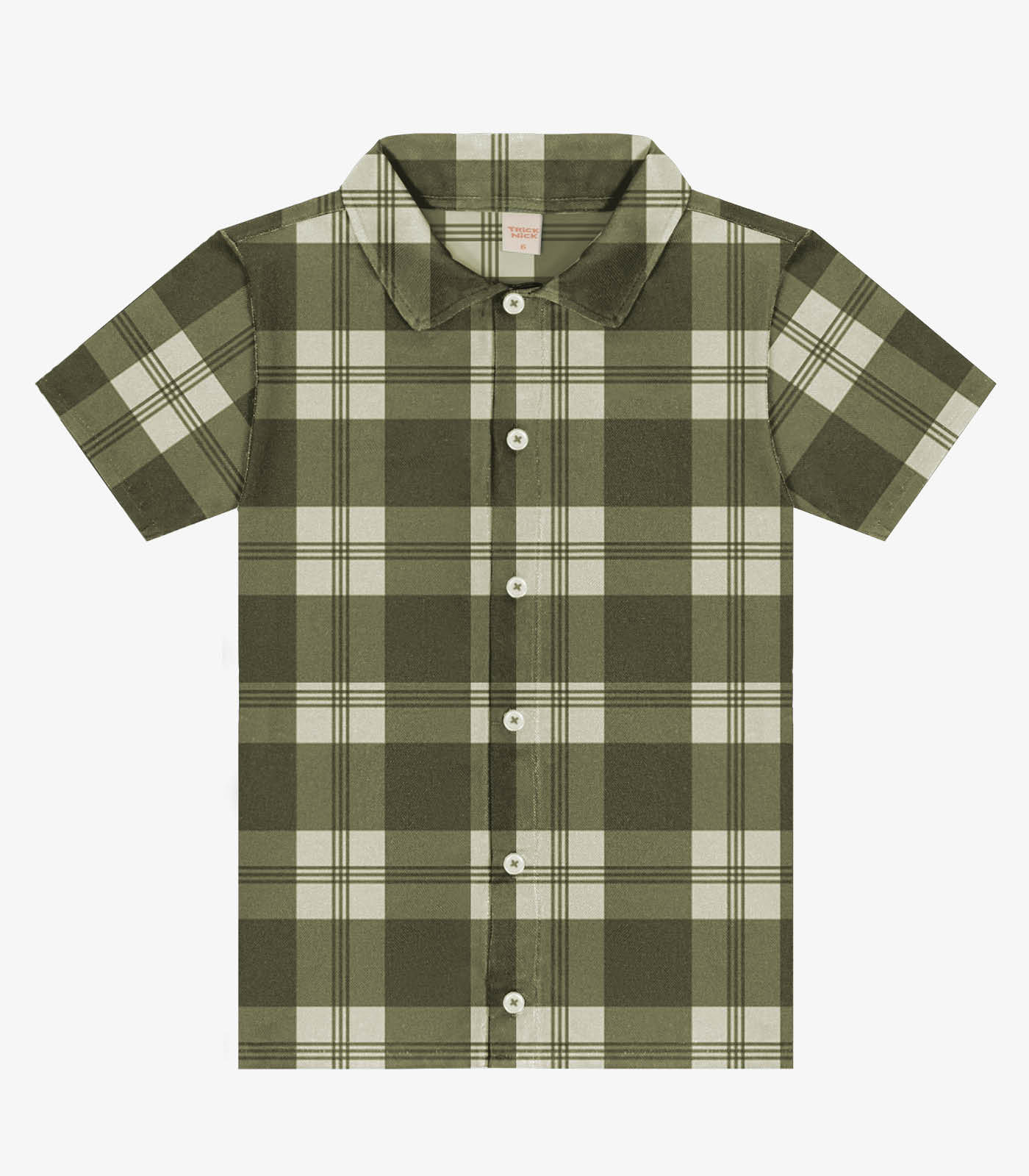 Camisa Infantil Xadrez Manga Curta Trick Nick Verde