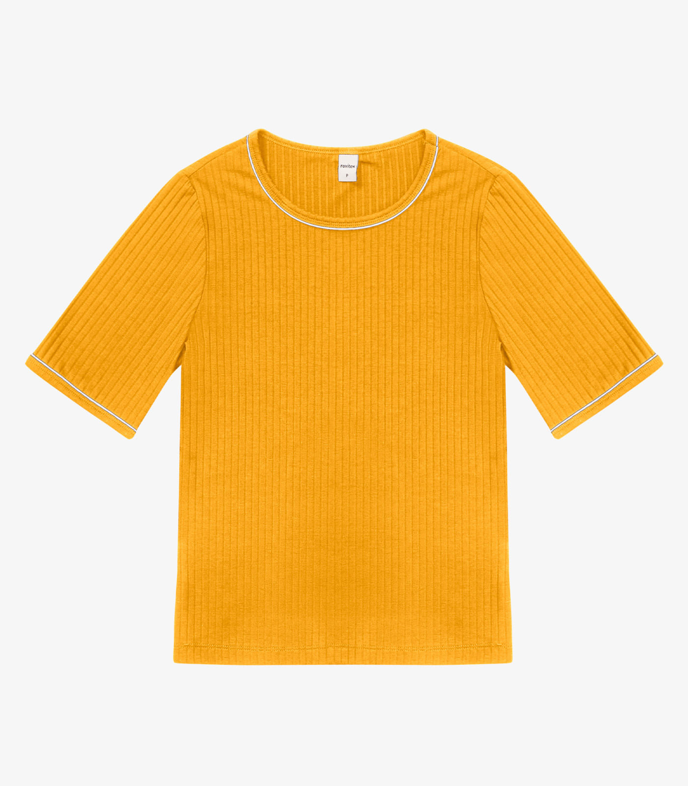 Blusa Feminina Ribana Canelada Amarelo - Imagem 5