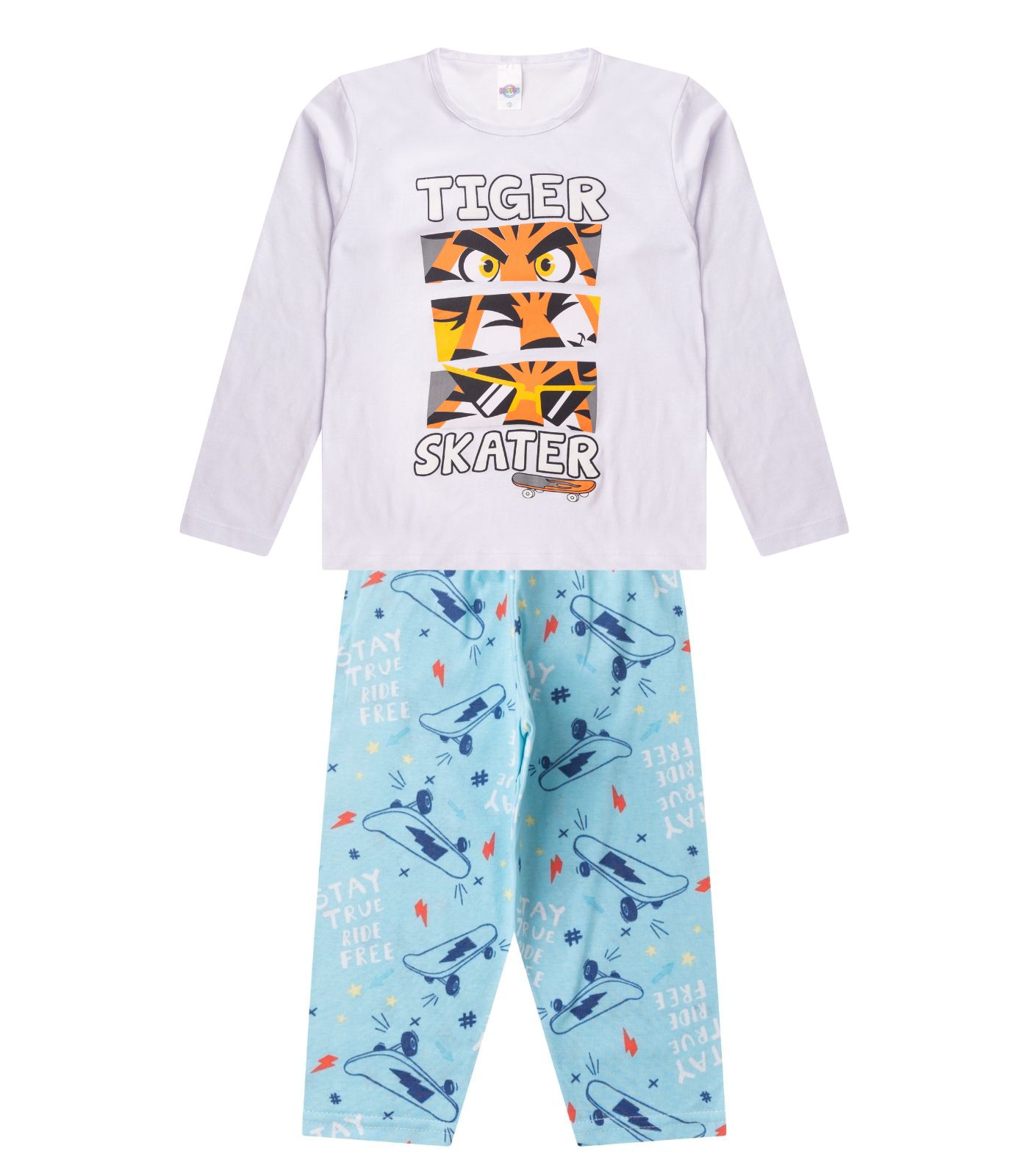 Pijama Menino Manga Longa Brilha No Escuro Kappes Branco