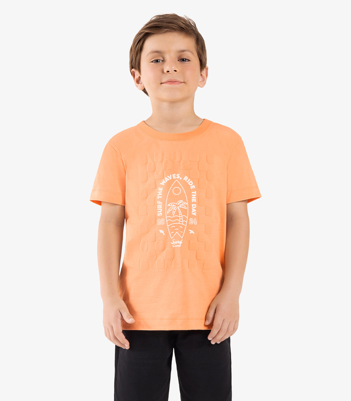 Camiseta Infantil Meia Malha Rovi Kids Laranja
