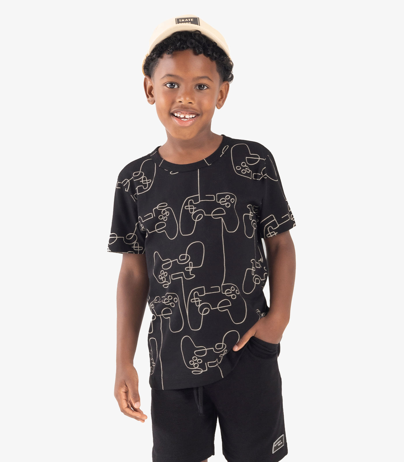 Camiseta Infantil Meia Malha Rovi Kids Preto