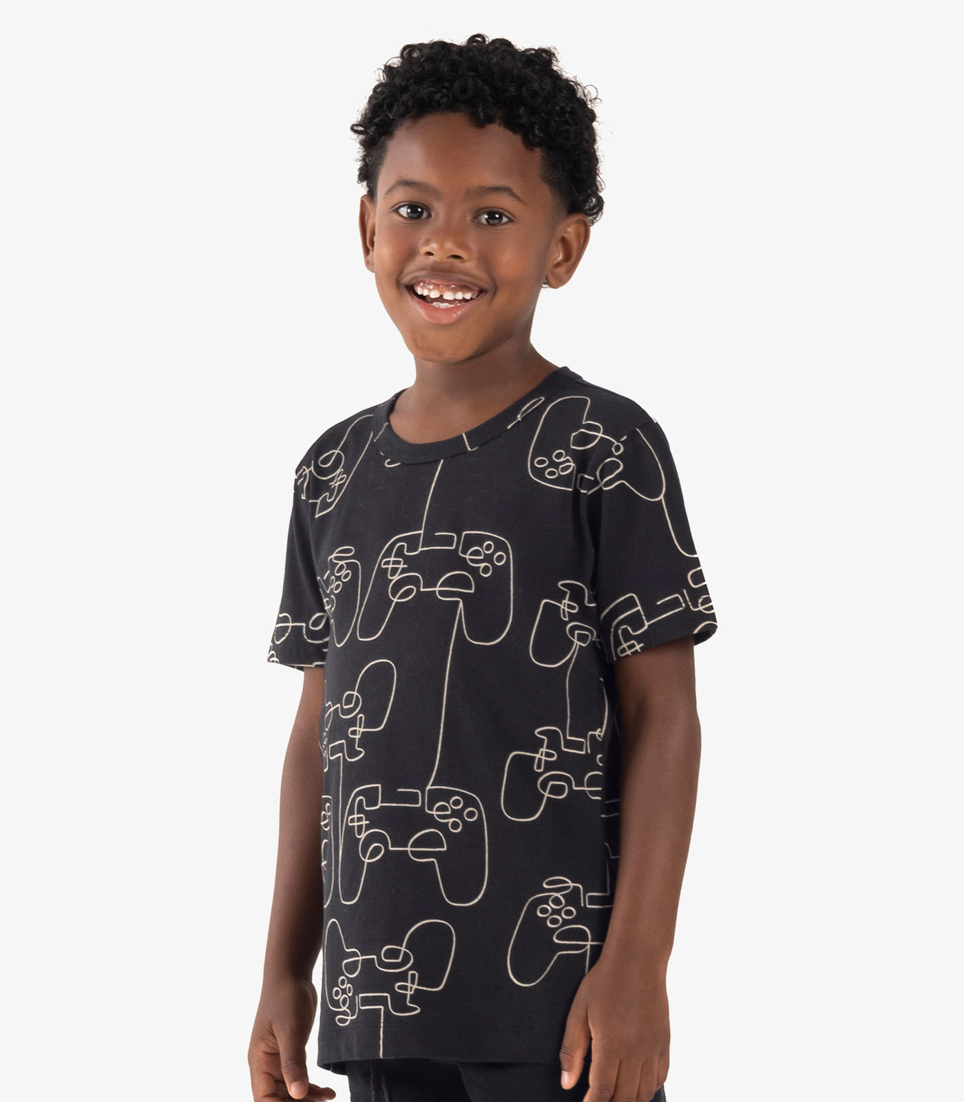 Camiseta Infantil Meia Malha Rovi Kids Preto - Imagem 2