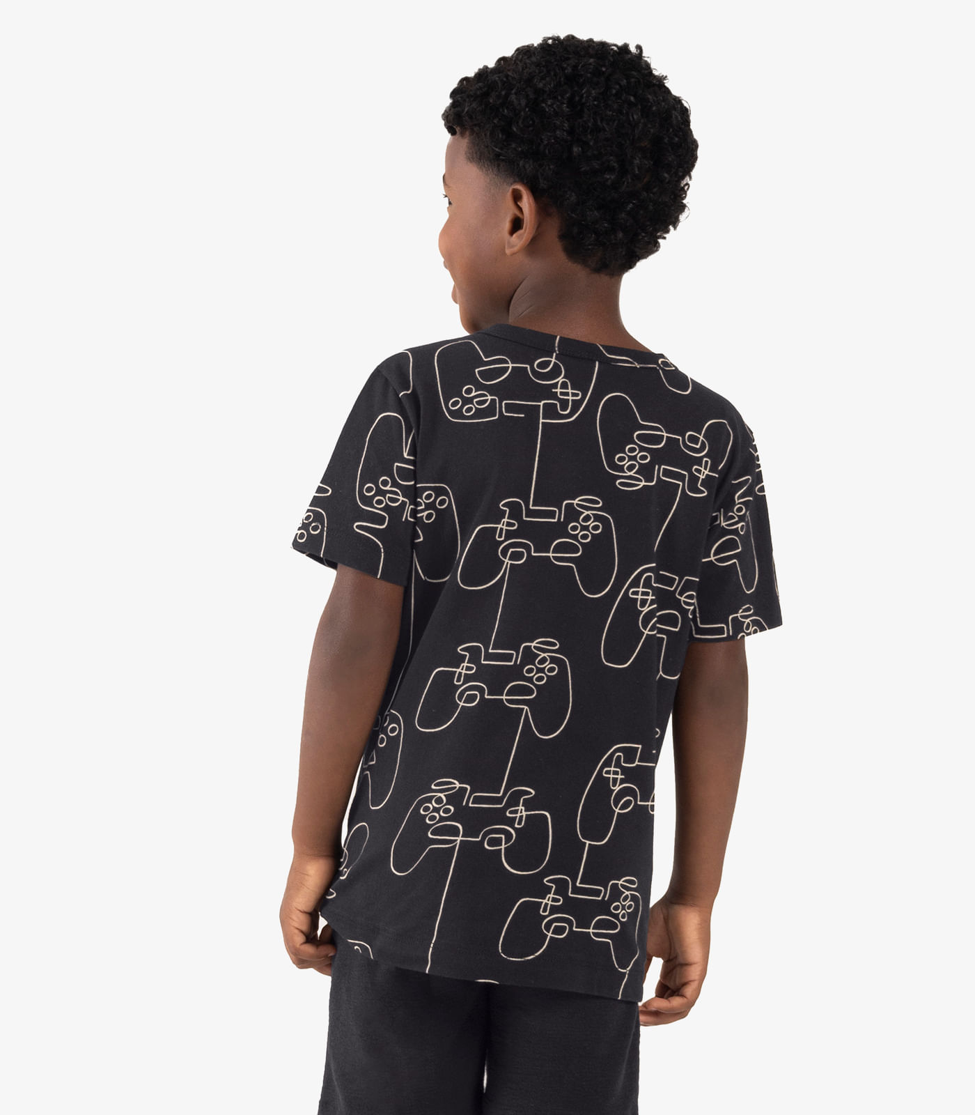 Camiseta Infantil Meia Malha Rovi Kids Preto - Imagem 3