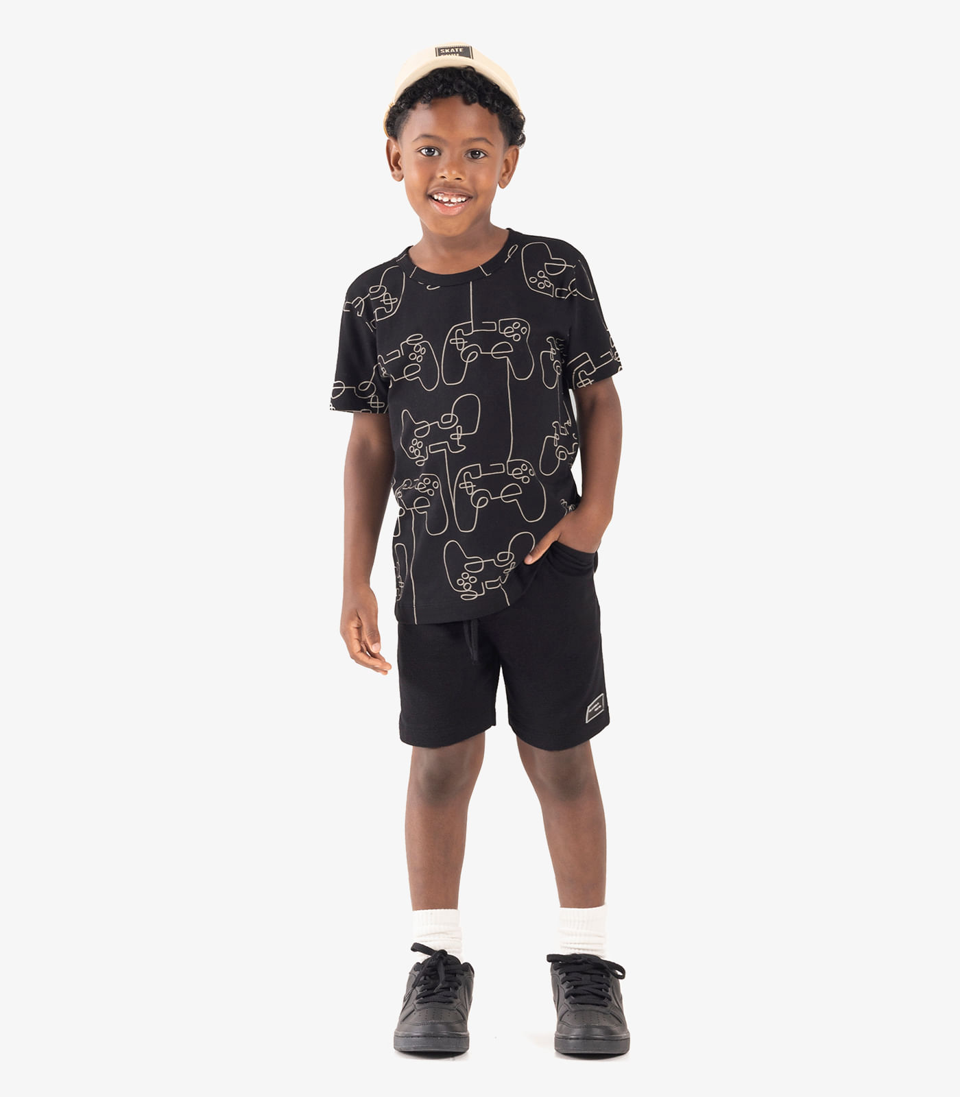 Camiseta Infantil Meia Malha Rovi Kids Preto - Imagem 4