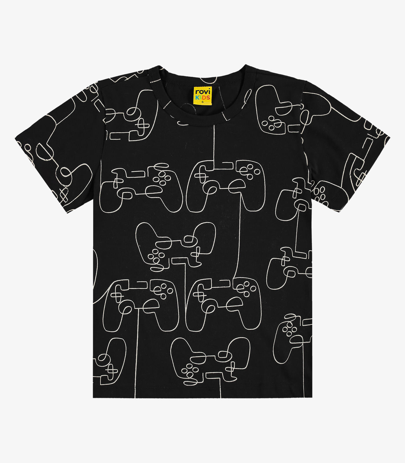 Camiseta Infantil Meia Malha Rovi Kids Preto - Imagem 5