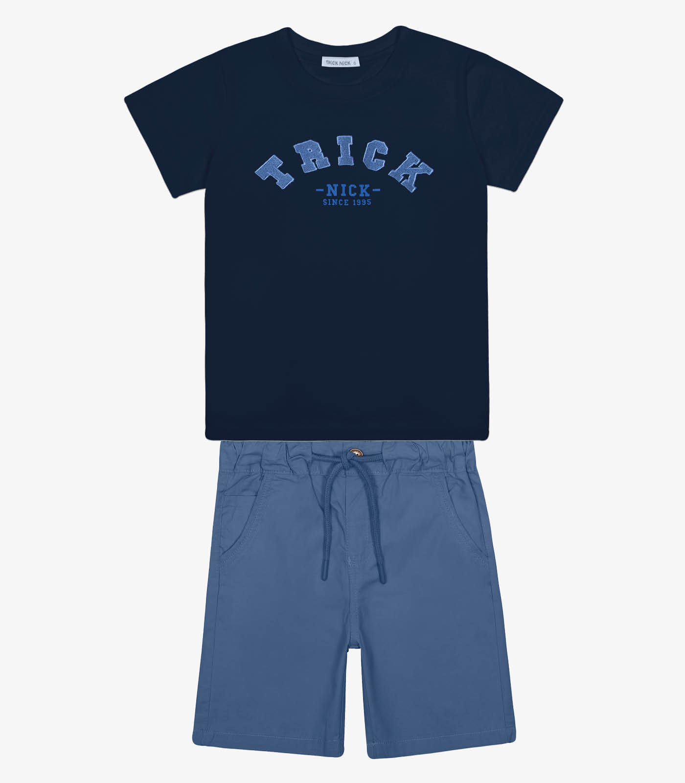 Conjunto Infantil Camiseta Com Bermuda Trick Nick Azul
