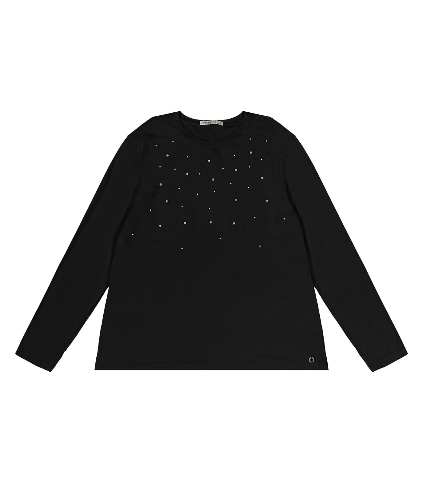 Blusa Plus Size Feminina Manga Longa Secret Glam Preto