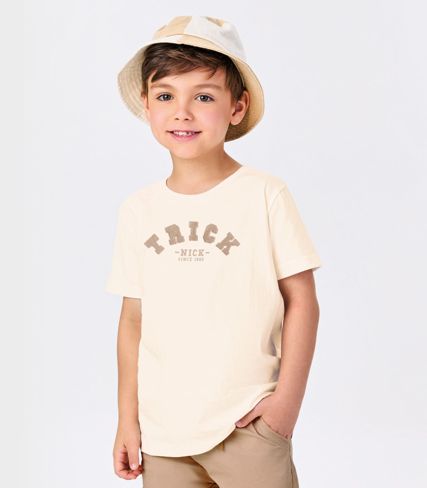 Conjunto Infantil Camiseta Com Bermuda Trick Nick Bege - Imagem 2