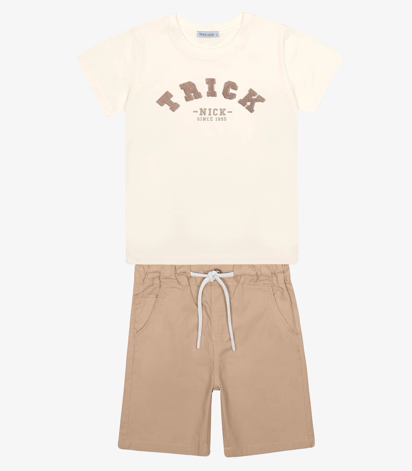 Conjunto Infantil Camiseta Com Bermuda Trick Nick Bege - Imagem 6
