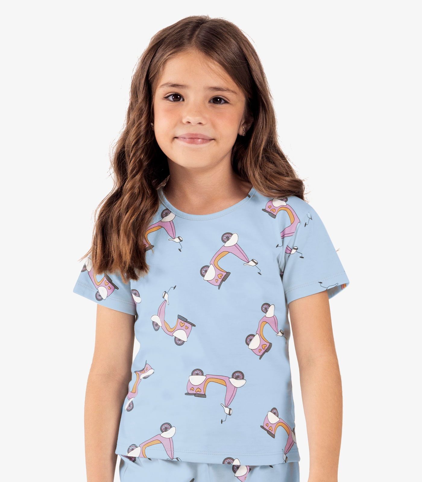 Pijama Infantil Menina Meia Malha Rovi Kids Azul - Imagem 2