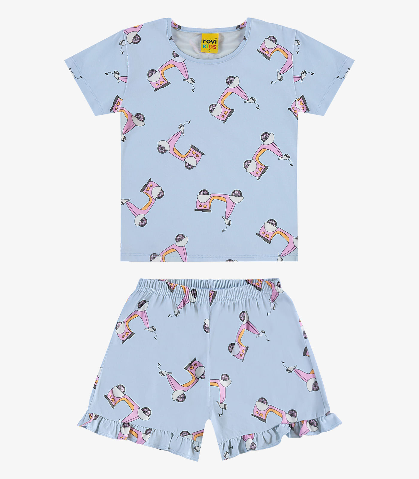 Pijama Infantil Menina Meia Malha Rovi Kids Azul - Imagem 6