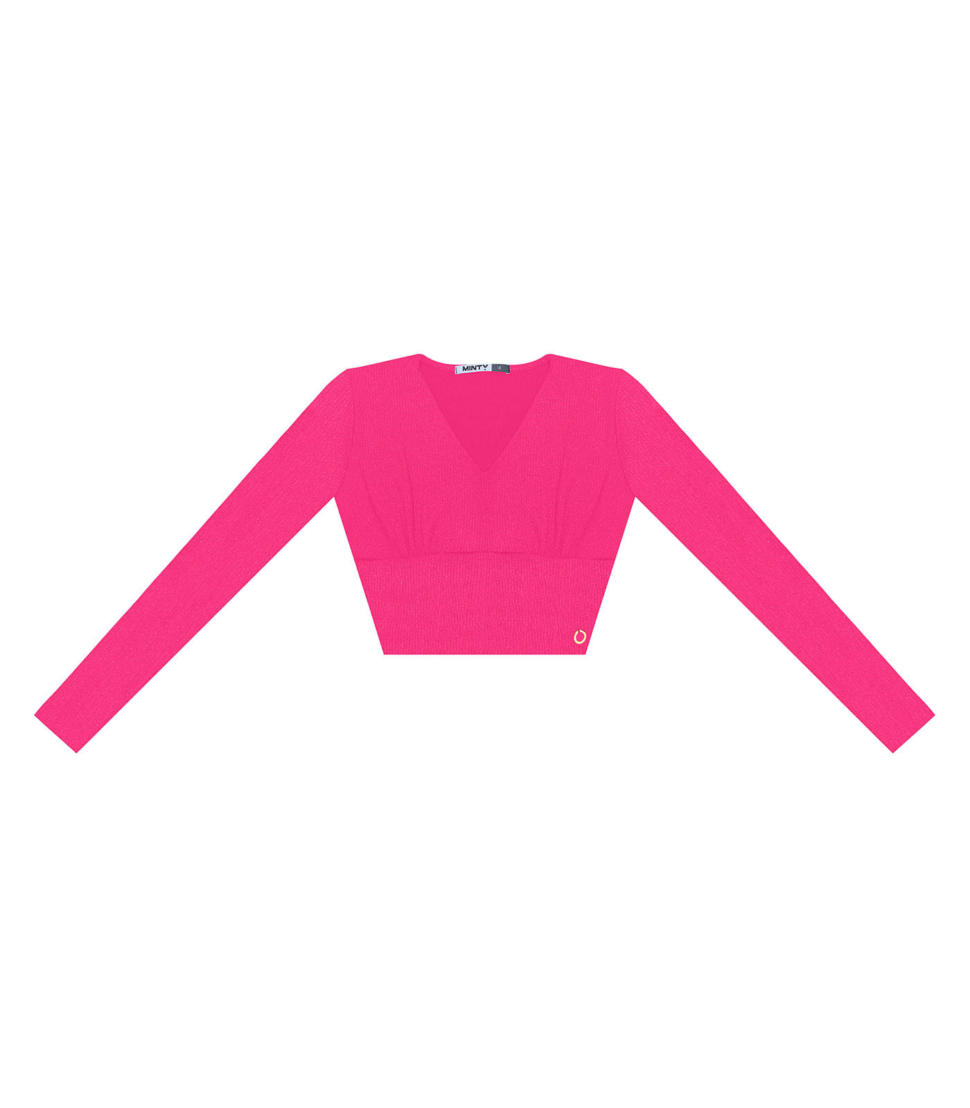 Blusa Cropped Juvenil Manga Longa Minty Rosa