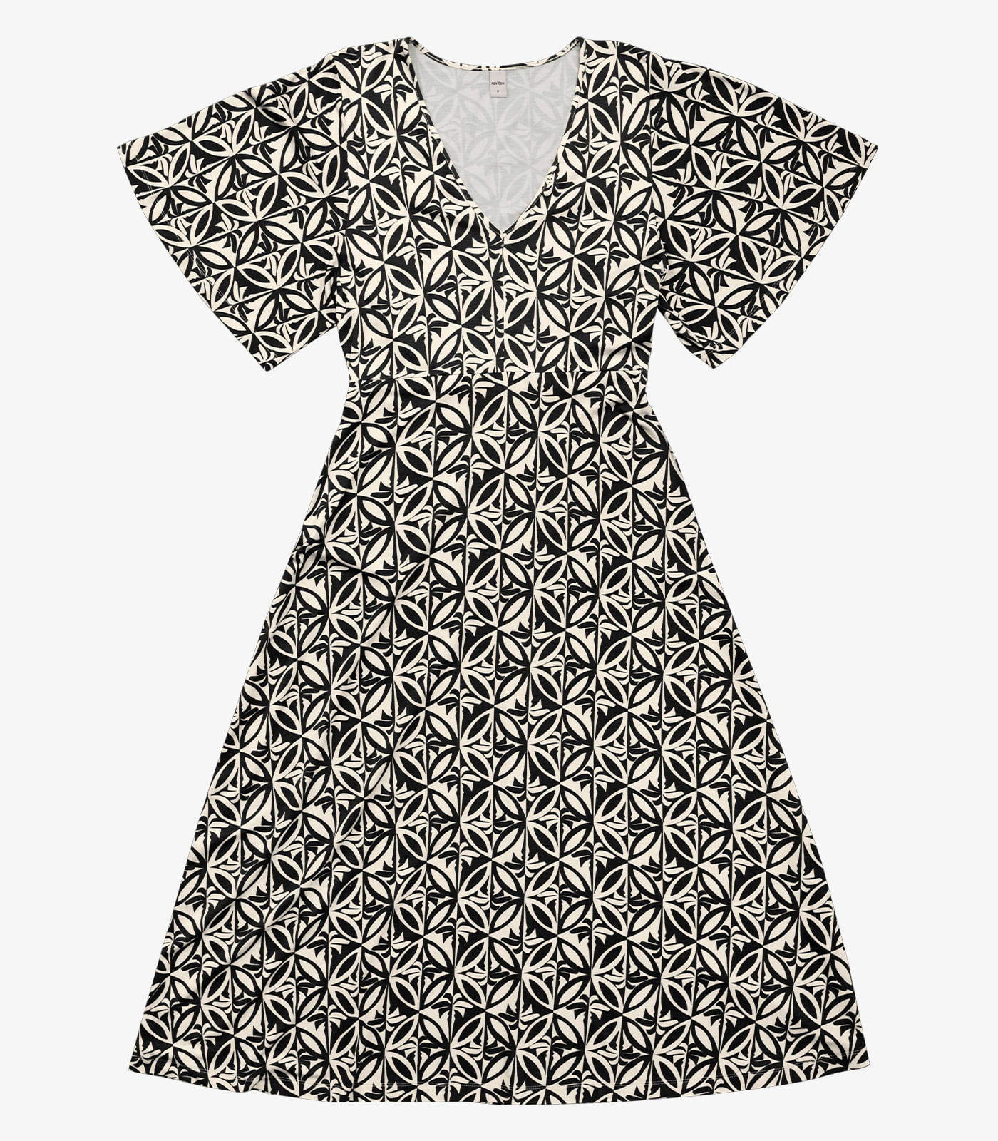 Vestido Estampado Feminino Midi Preto - Imagem 5