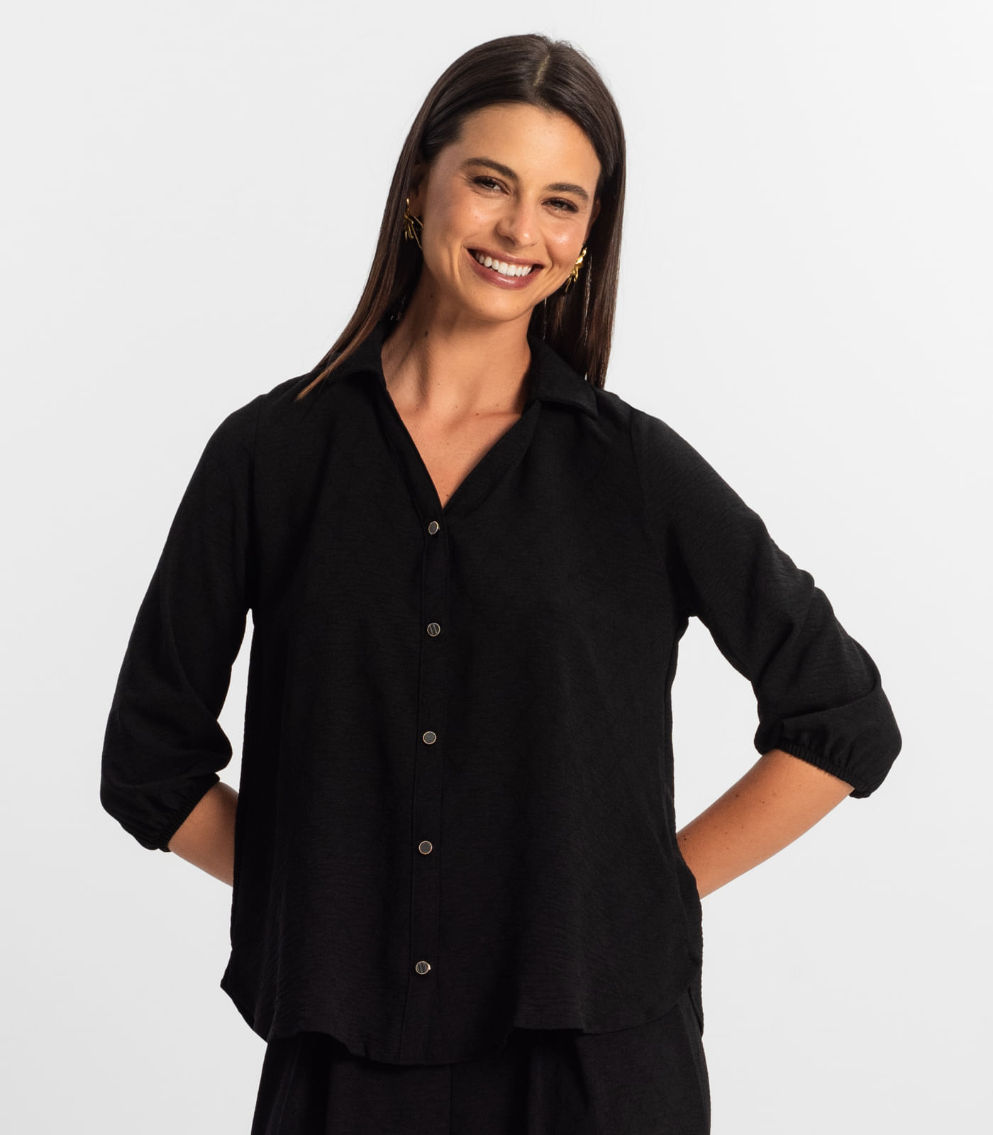 Camisa 3/4 Feminina Rovitex Preto - Imagem 2
