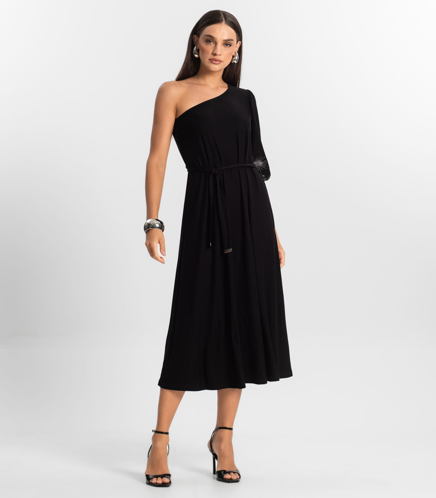 Vestido Midi em Viscose Creponada Endless Preto - Imagem 4